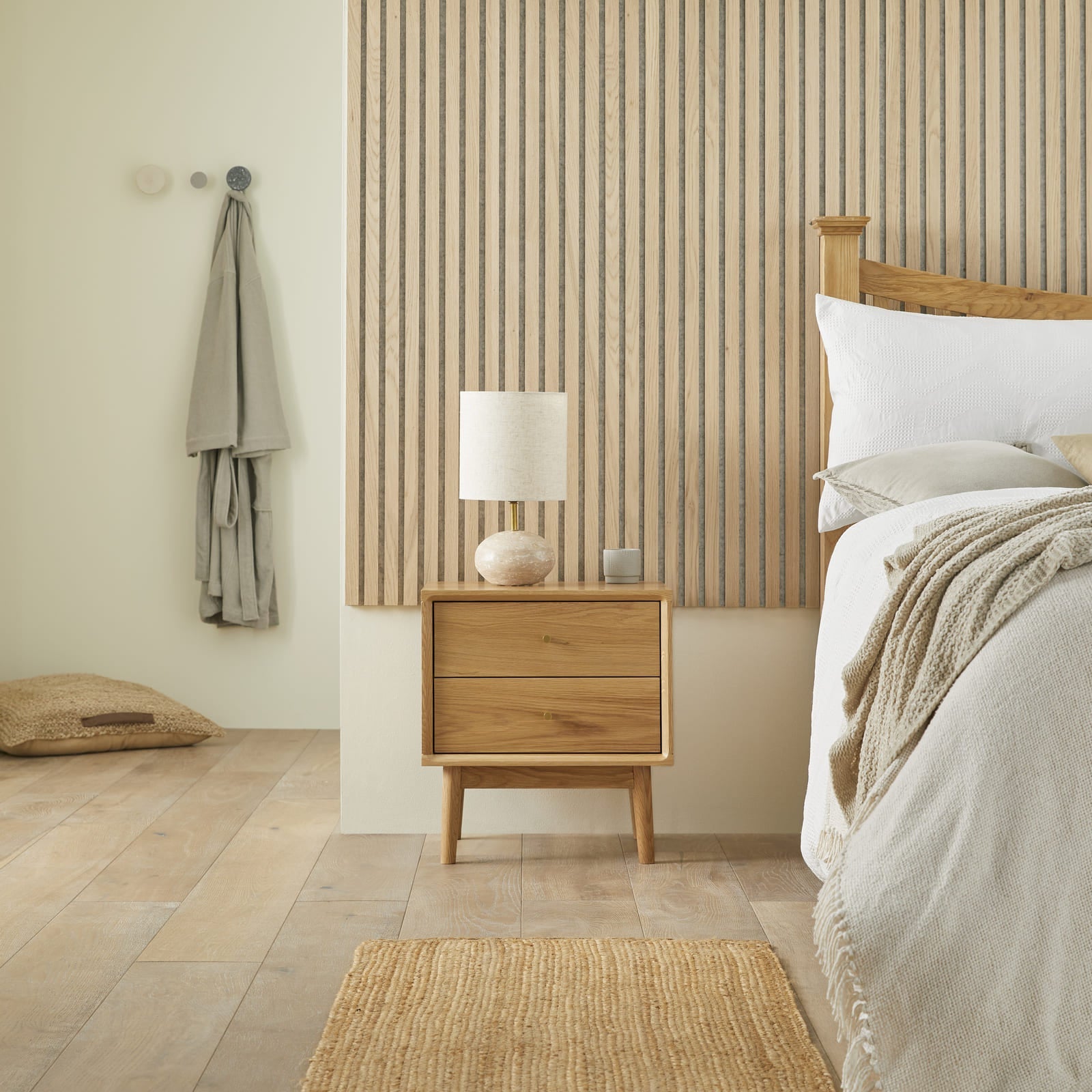 Fishe & Lilly Wright Oak Bedside Table - White Bear Furnishings