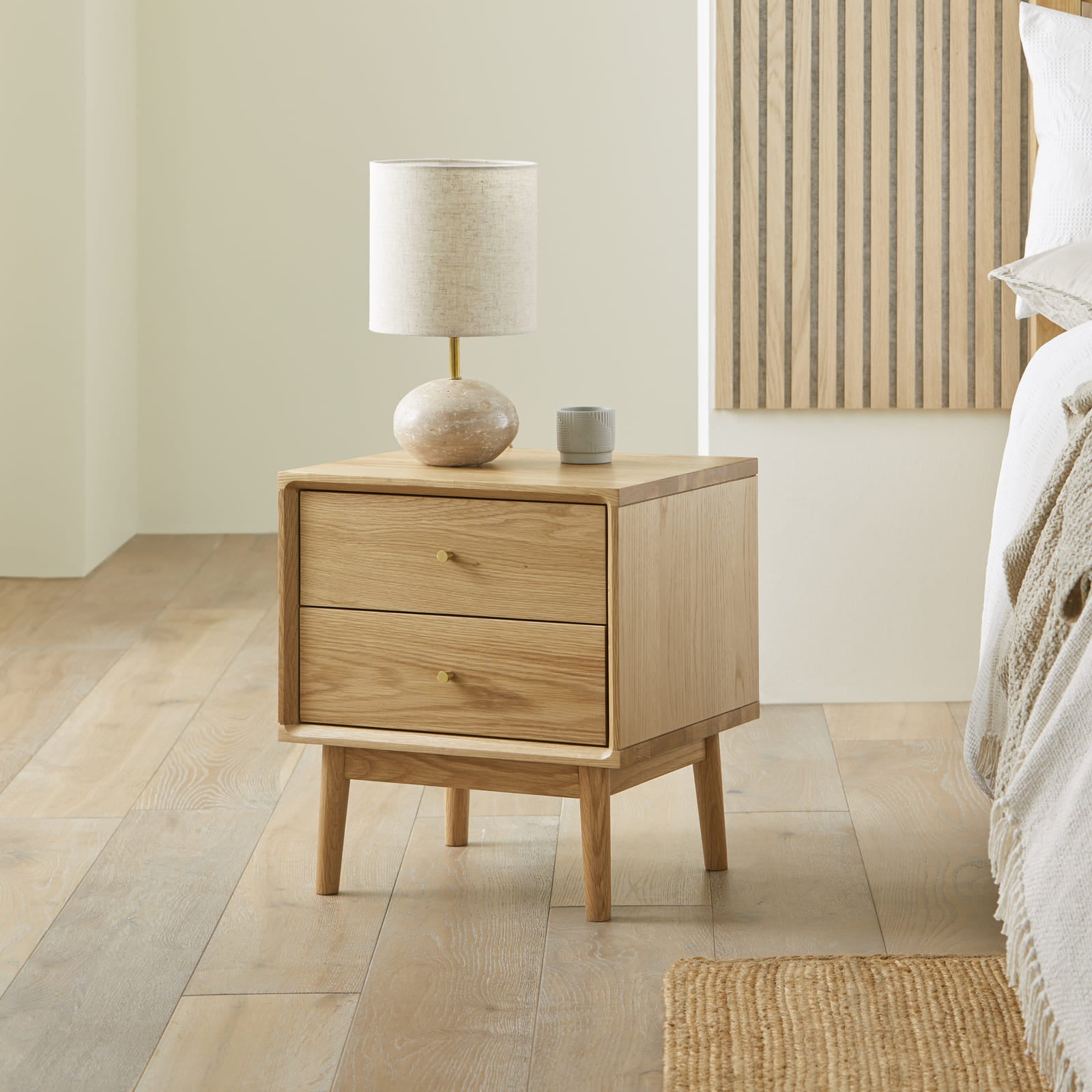 Fishe & Lilly Wright Oak Bedside Table - White Bear Furnishings