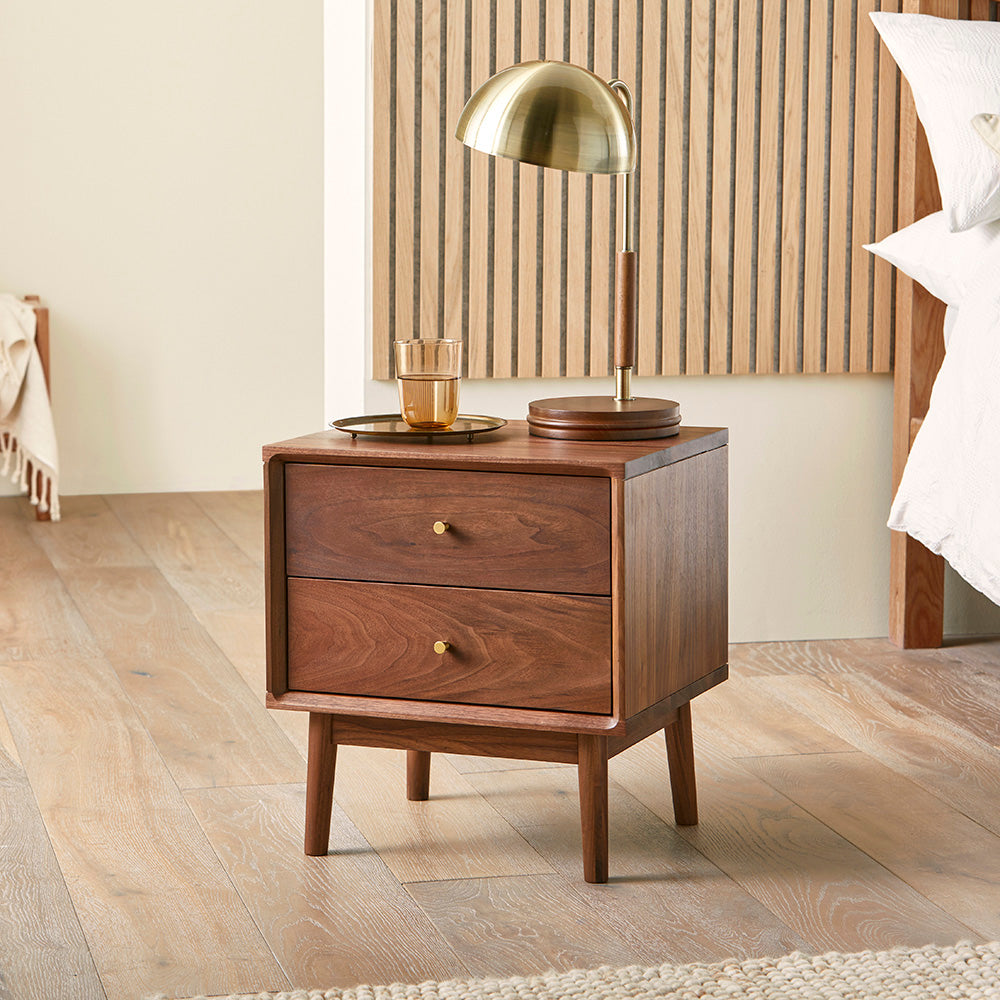 Fishe & Lilly Wright Walnut Bedside Table - White Bear Furnishings
