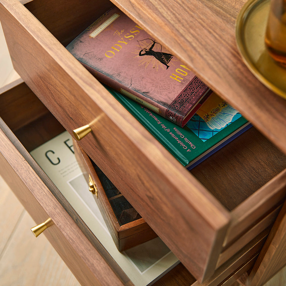 Fishe & Lilly Wright Walnut Bedside Table - White Bear Furnishings