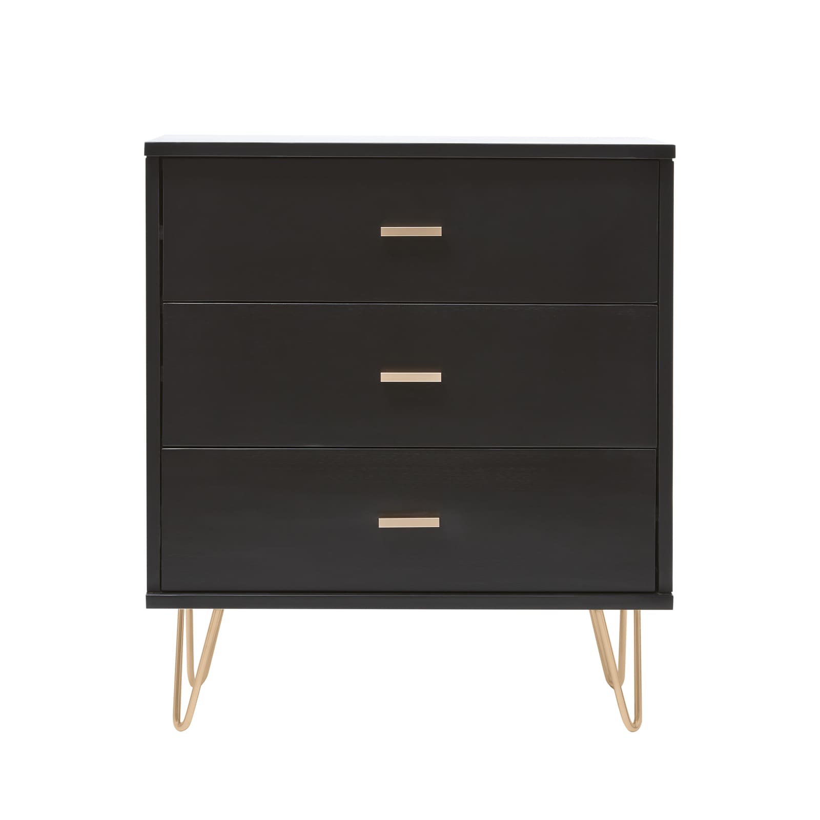 Fishe & Lilly Monroe Solid Wood Black Chest of 3 Drawers - White Bear Furnishings