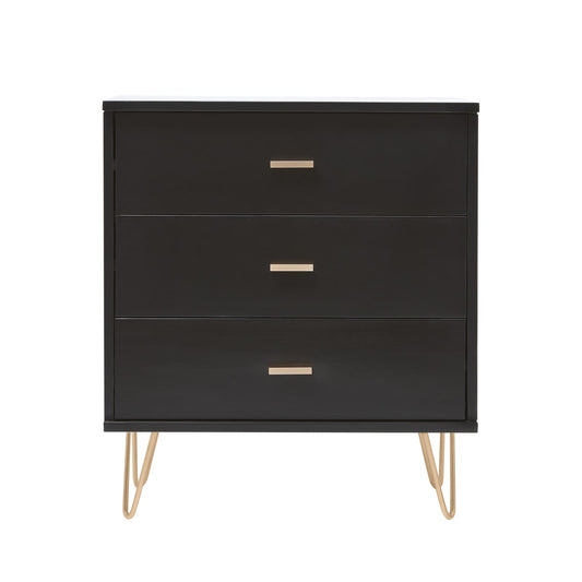 Fishe & Lilly Monroe Solid Wood Black Chest of 3 Drawers - White Bear Furnishings