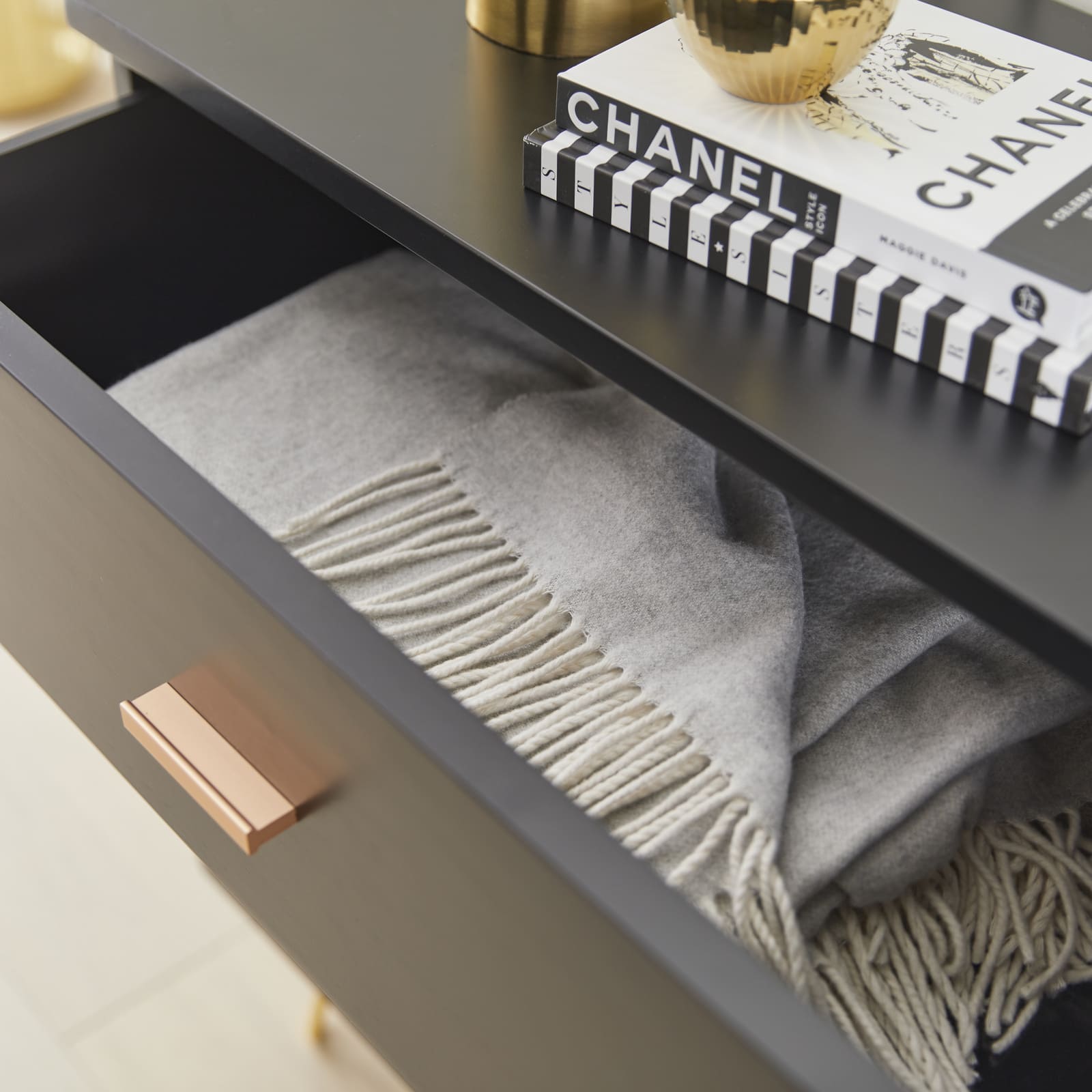 Fishe & Lilly Monroe Solid Wood Black Chest of 3 Drawers - White Bear Furnishings