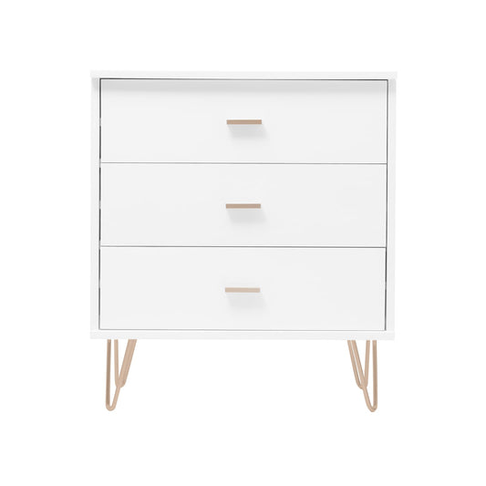 Fishe & Lilly Monroe Solid Wood White Chest of 3 Drawers - White Bear Furnishings