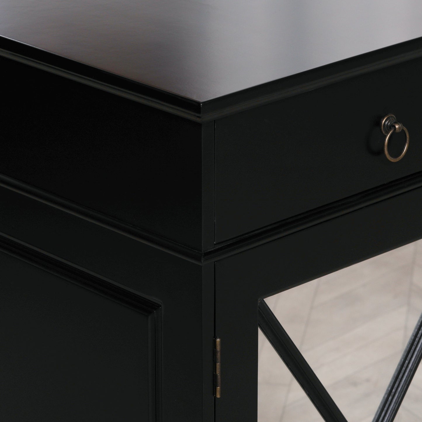 Maison Reproductions Black Oriental Sideboard with Mirrored Doors