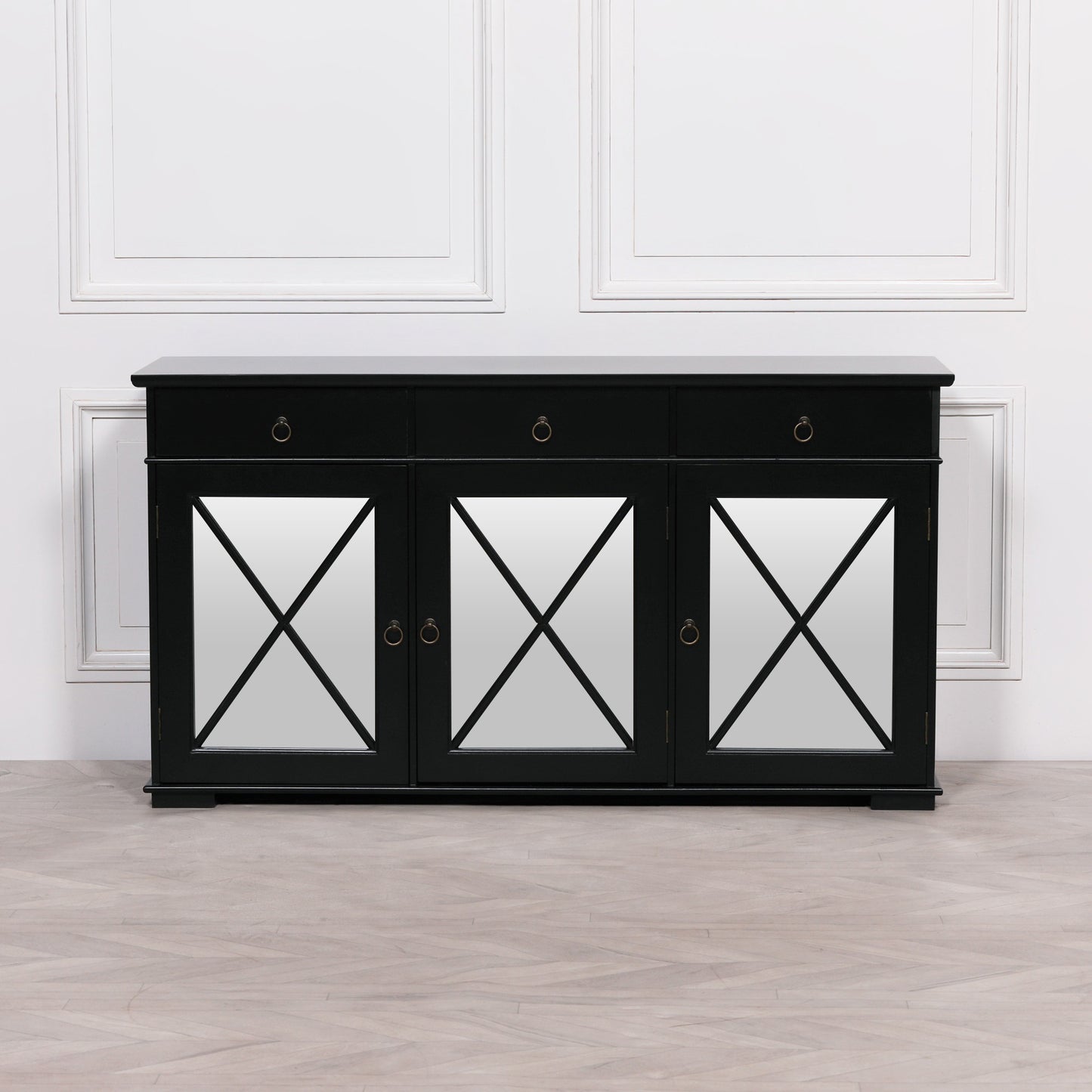 Maison Reproductions Black Oriental Sideboard with Mirrored Doors - CSF01 - White Bear Furnishings