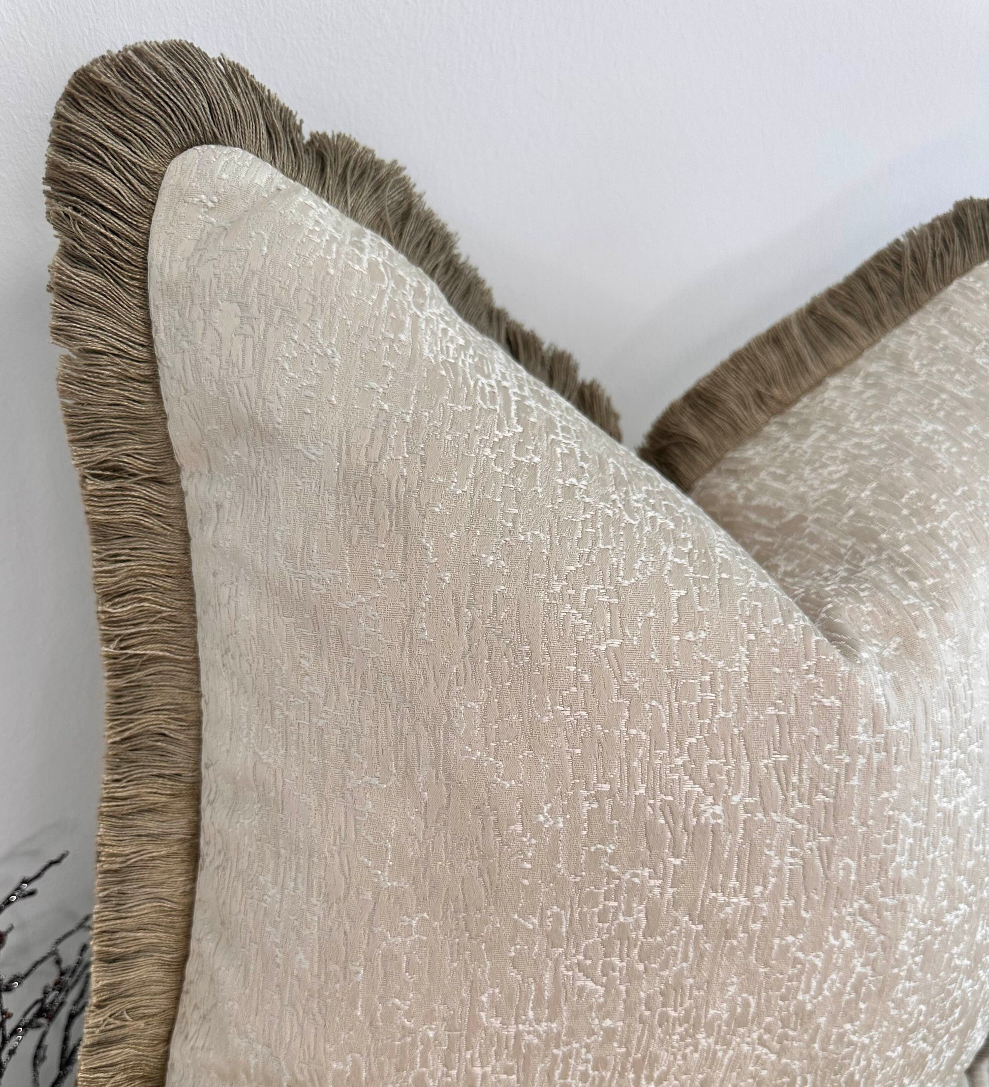 The Couture Cushion - The Cream Chalayan Fringed In Bisque - Style No. 98 - White Bear Furnishings