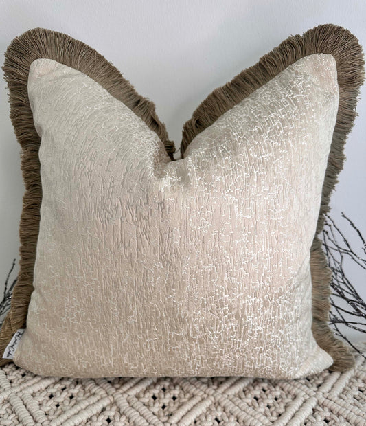 The Couture Cushion - The Cream Chalayan Fringed In Bisque - Style No. 98 - White Bear Furnishings