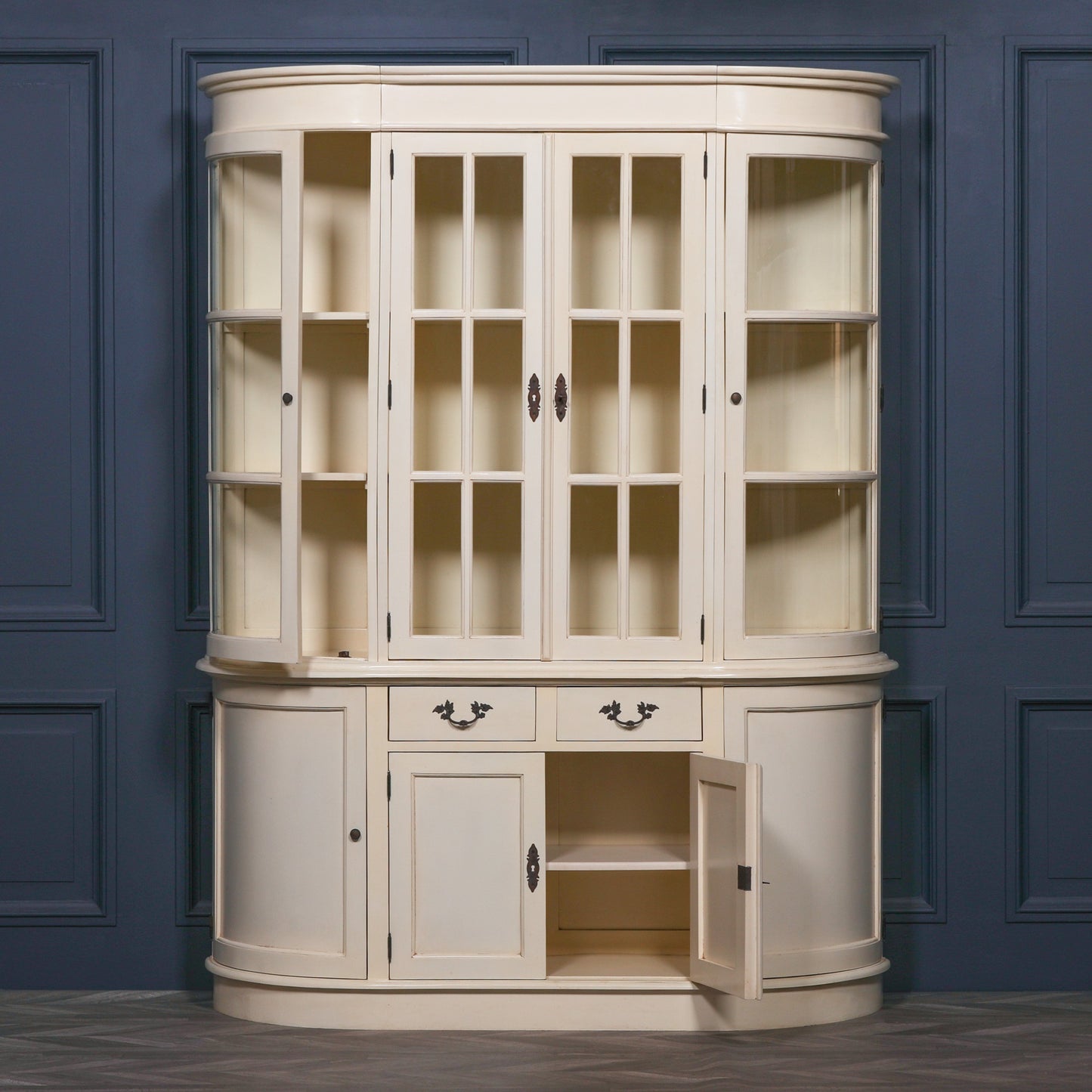 Handcrafted Large Vintage Cream Mahogany Dresser Display Cabinet - DBC03