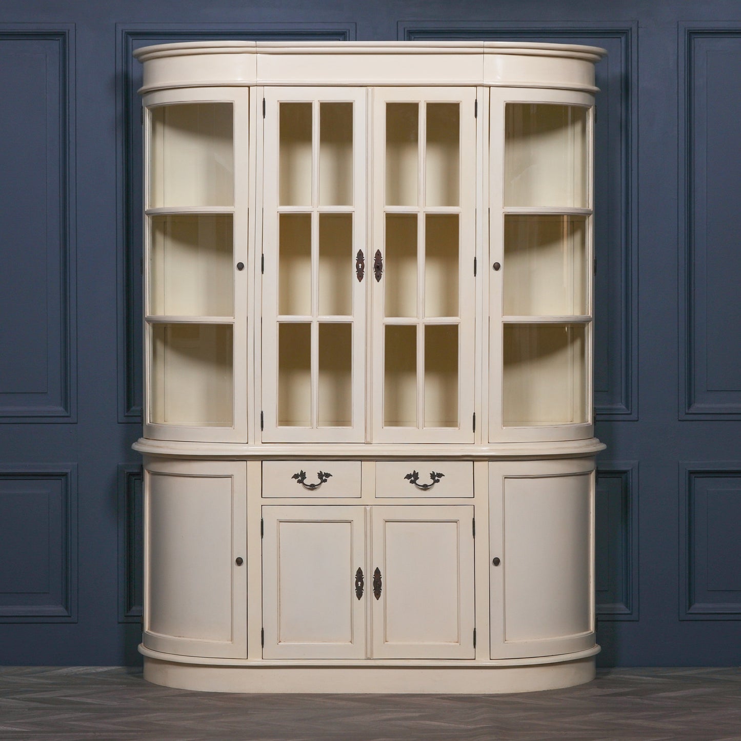 Handcrafted Large Vintage Cream Mahogany Dresser Display Cabinet - DBC03