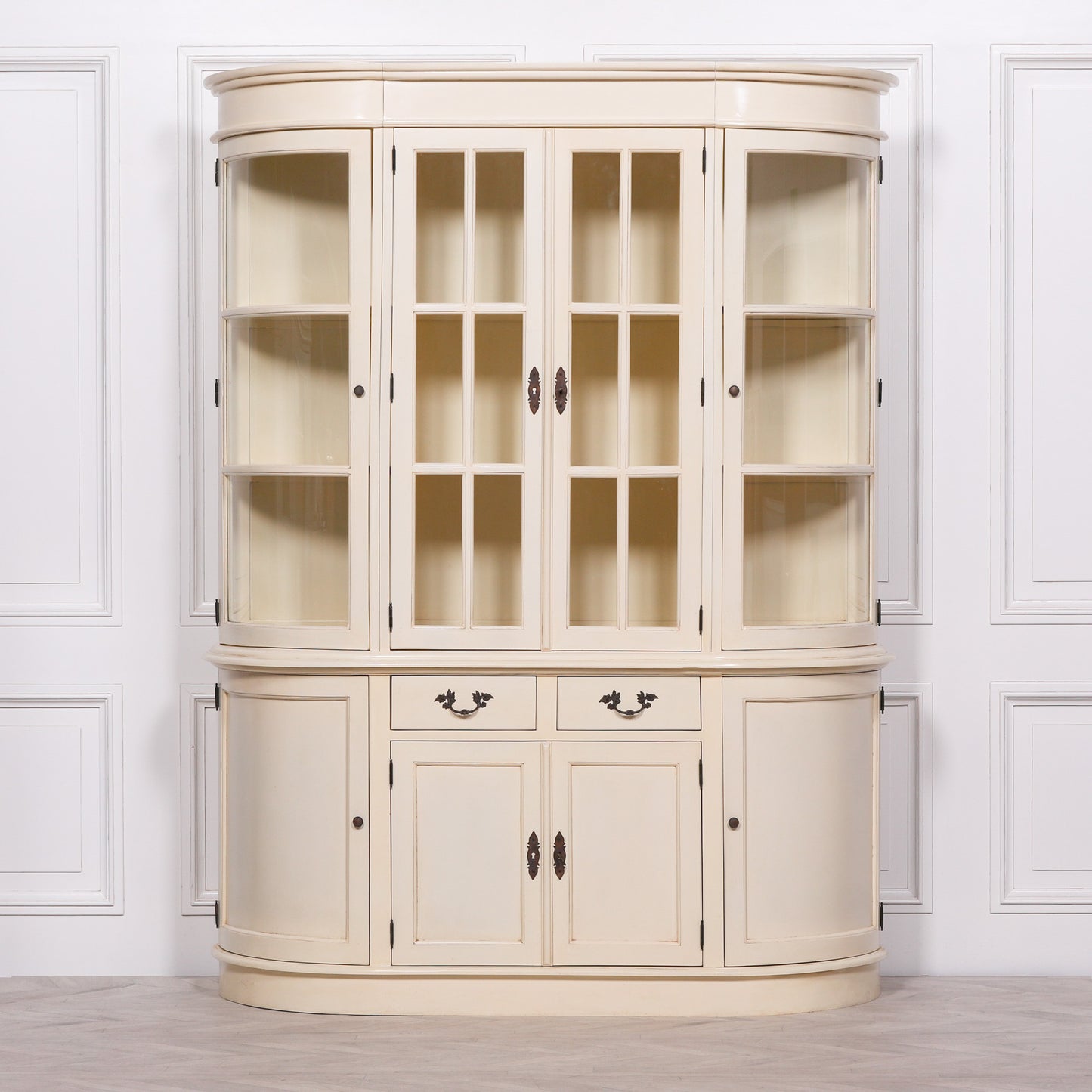 Handcrafted Large Vintage Cream Mahogany Dresser Display Cabinet - DBC03