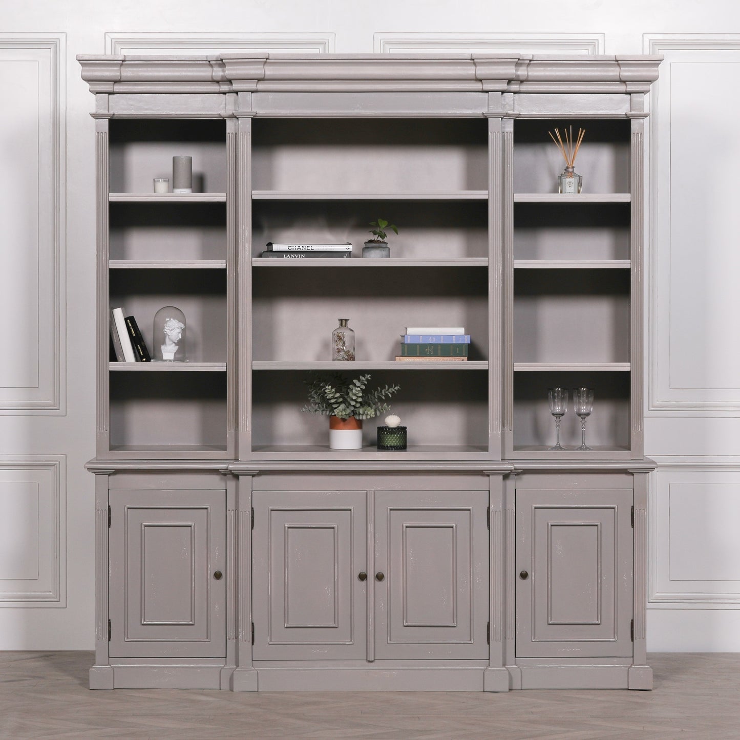 Adjustable Mahogany Grand Bookcase Display Cabinet - DBC04 - White Bear Furnishings