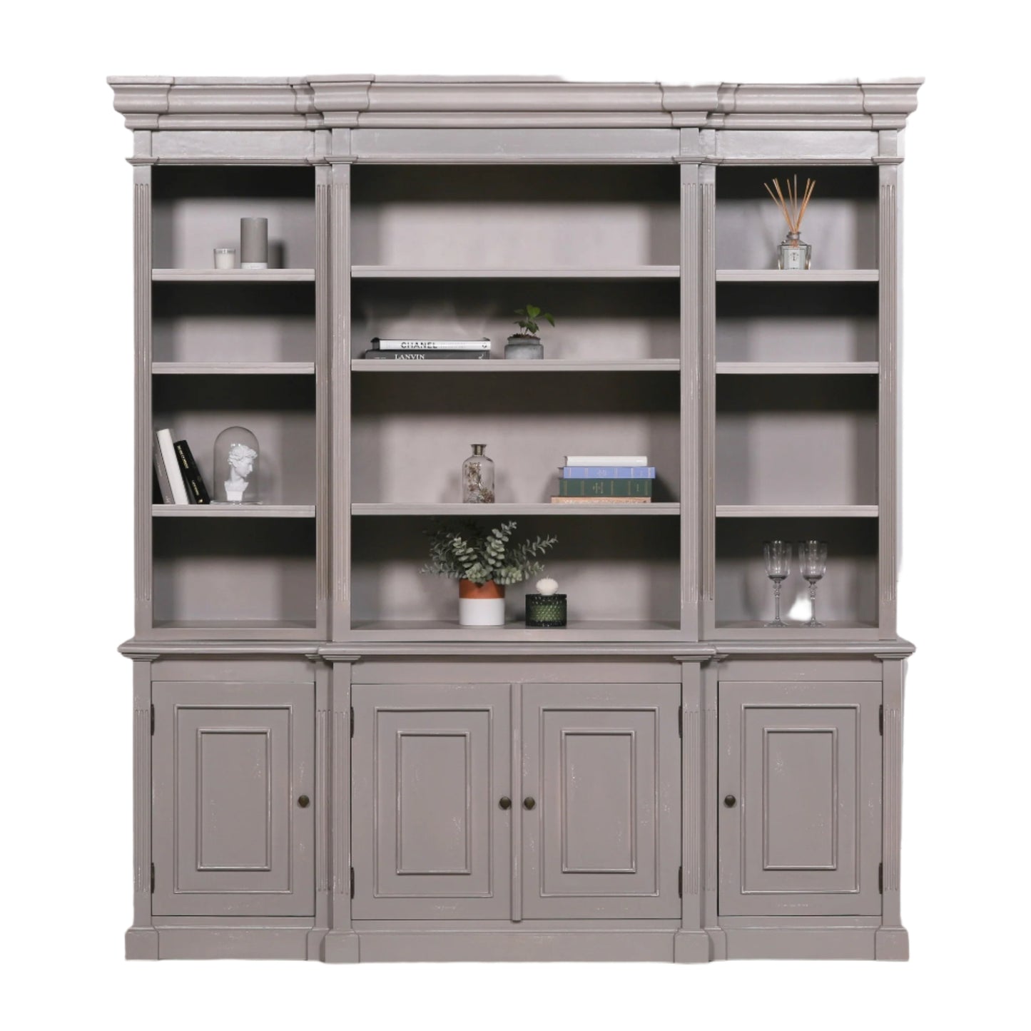 Adjustable Mahogany Grand Bookcase Display Cabinet - DBC04 - White Bear Furnishings