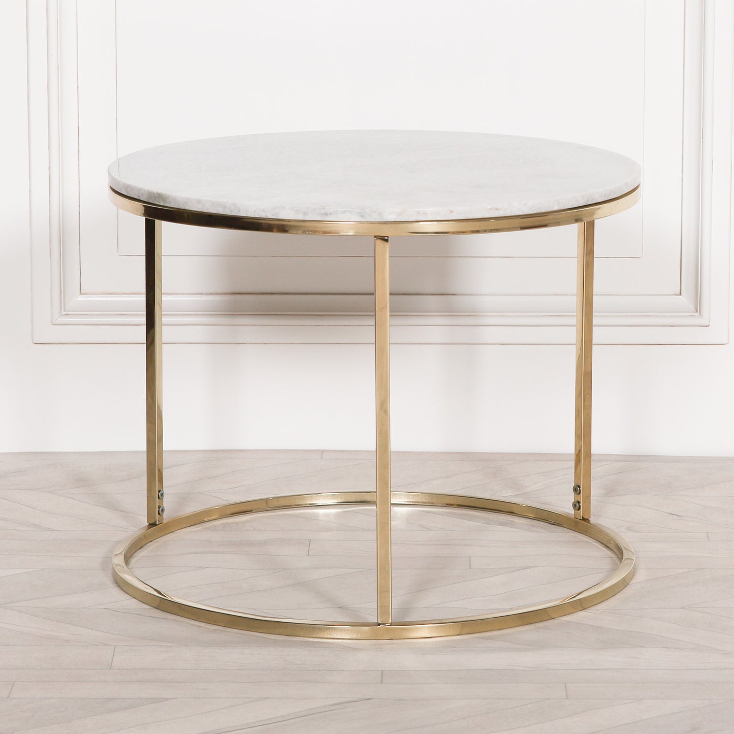 Handcrafted Art Deco Natural Marble & Gold Side Table - FM499 - White Bear Furnishings