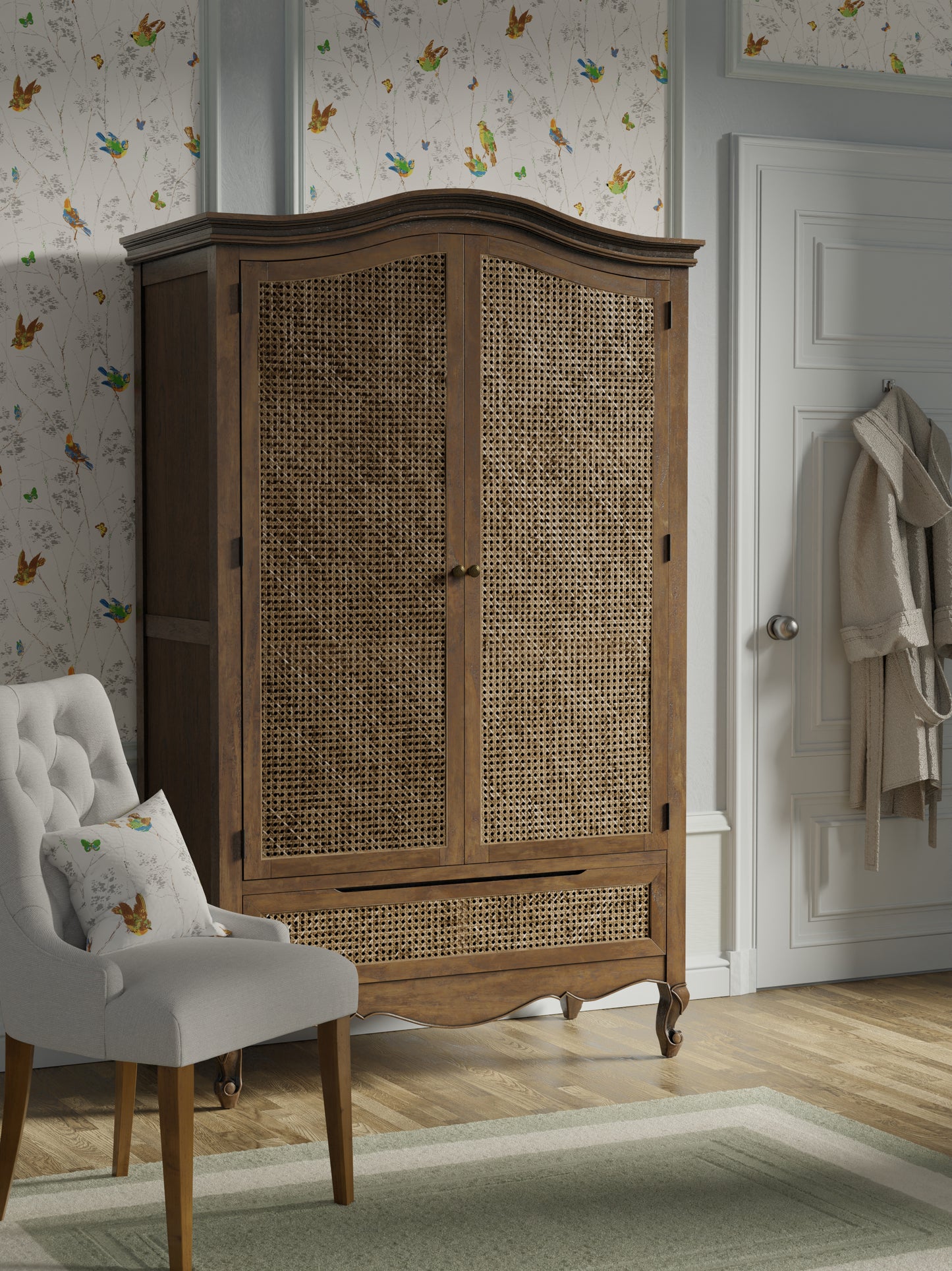 Montpellier 2 Door 1 Drawer Wardrobe in Walnut or Black