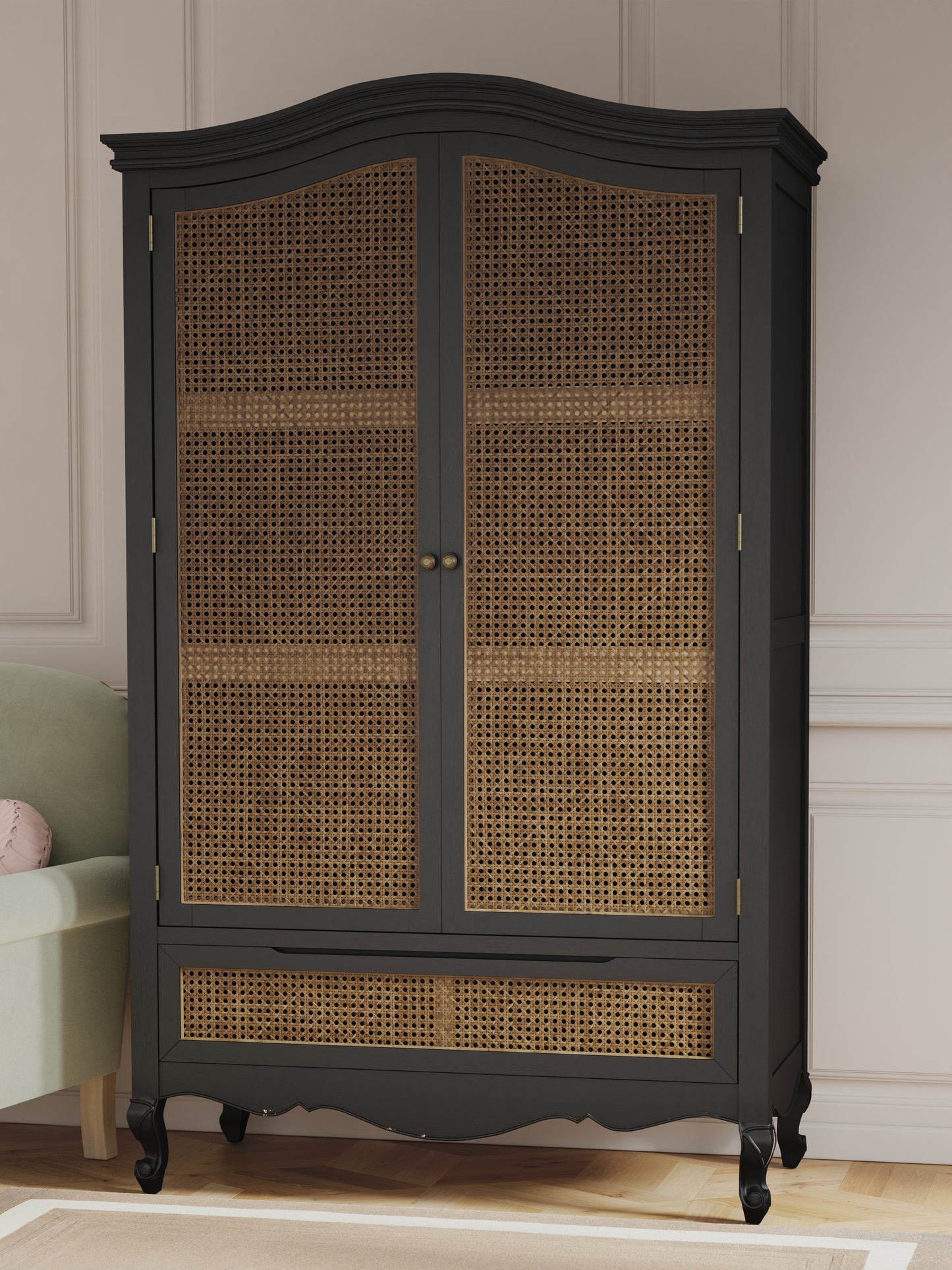Montpellier 2 Door 1 Drawer Wardrobe in Walnut or Black