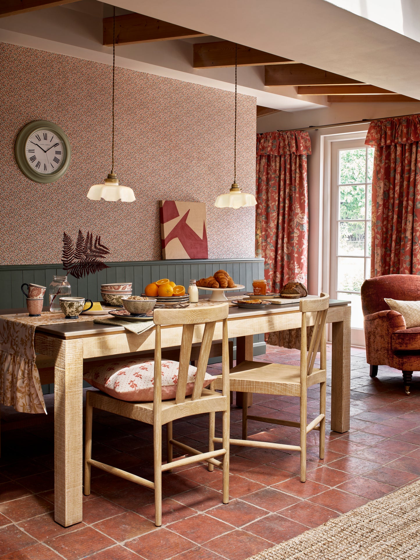 Laura Ashley Braystone Washed Oak Fixed Dining Table - 3251001