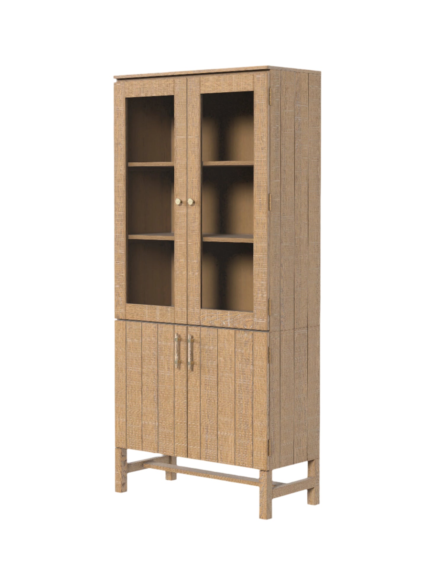 Laura Ashley Braystone Washed Oak 4 Door Glazed Cabinet - 3251005