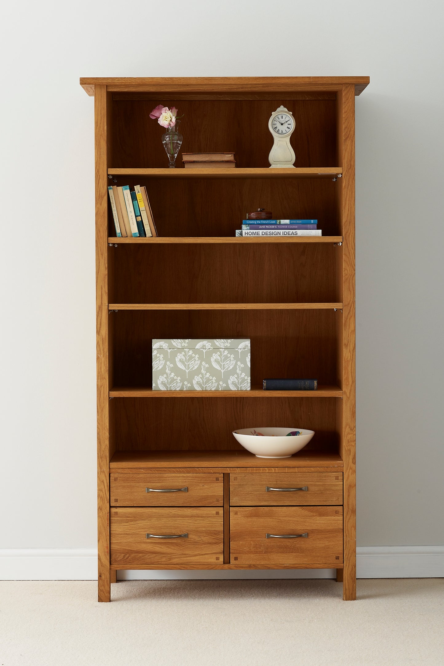 Milton 4 Drawer Single Bookcase in Oak - 3345132