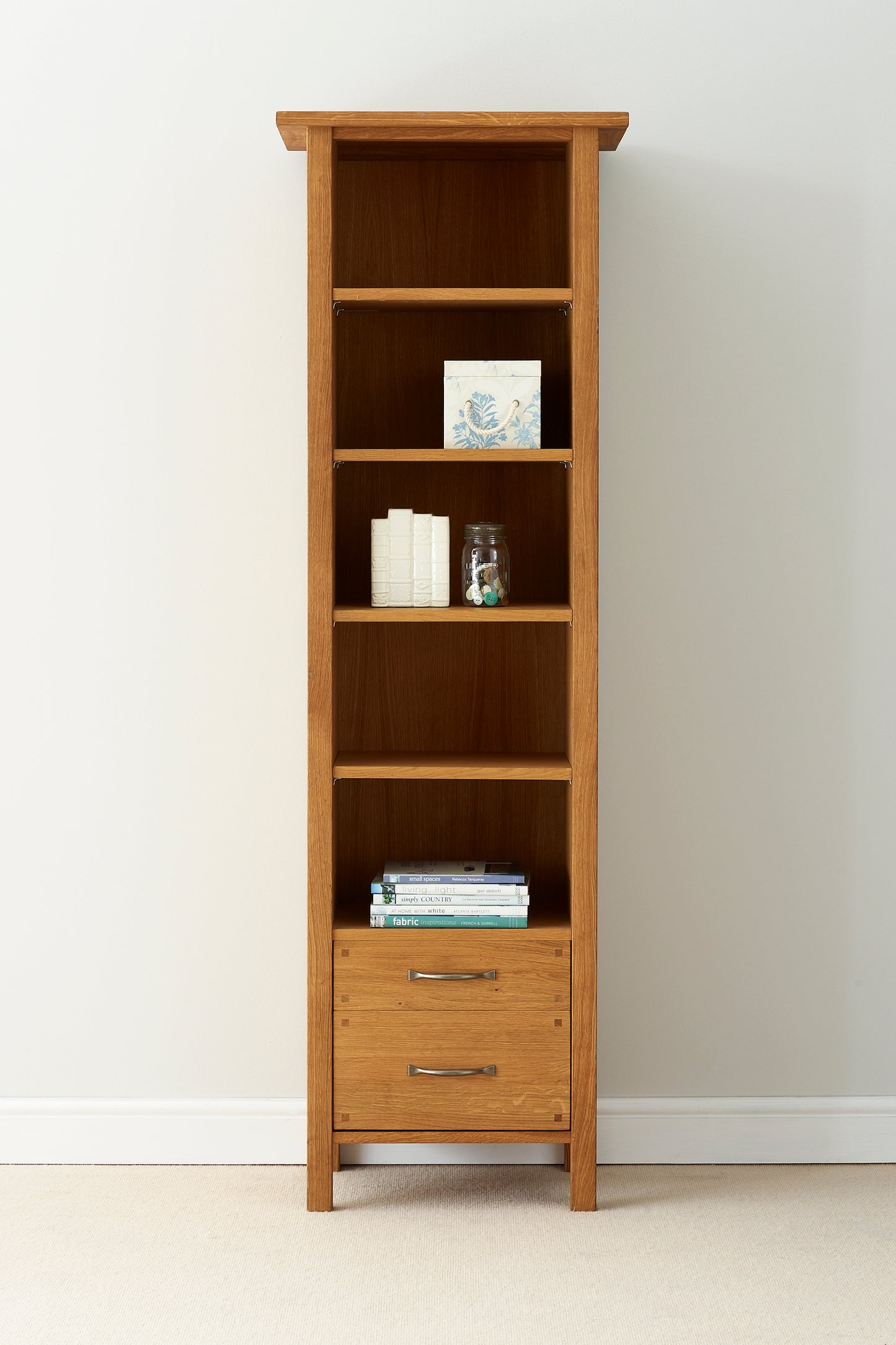 Laura Ashley Milton 2 Drawer Single Bookcase in Oak - 3499091 - White Bear Furnishings