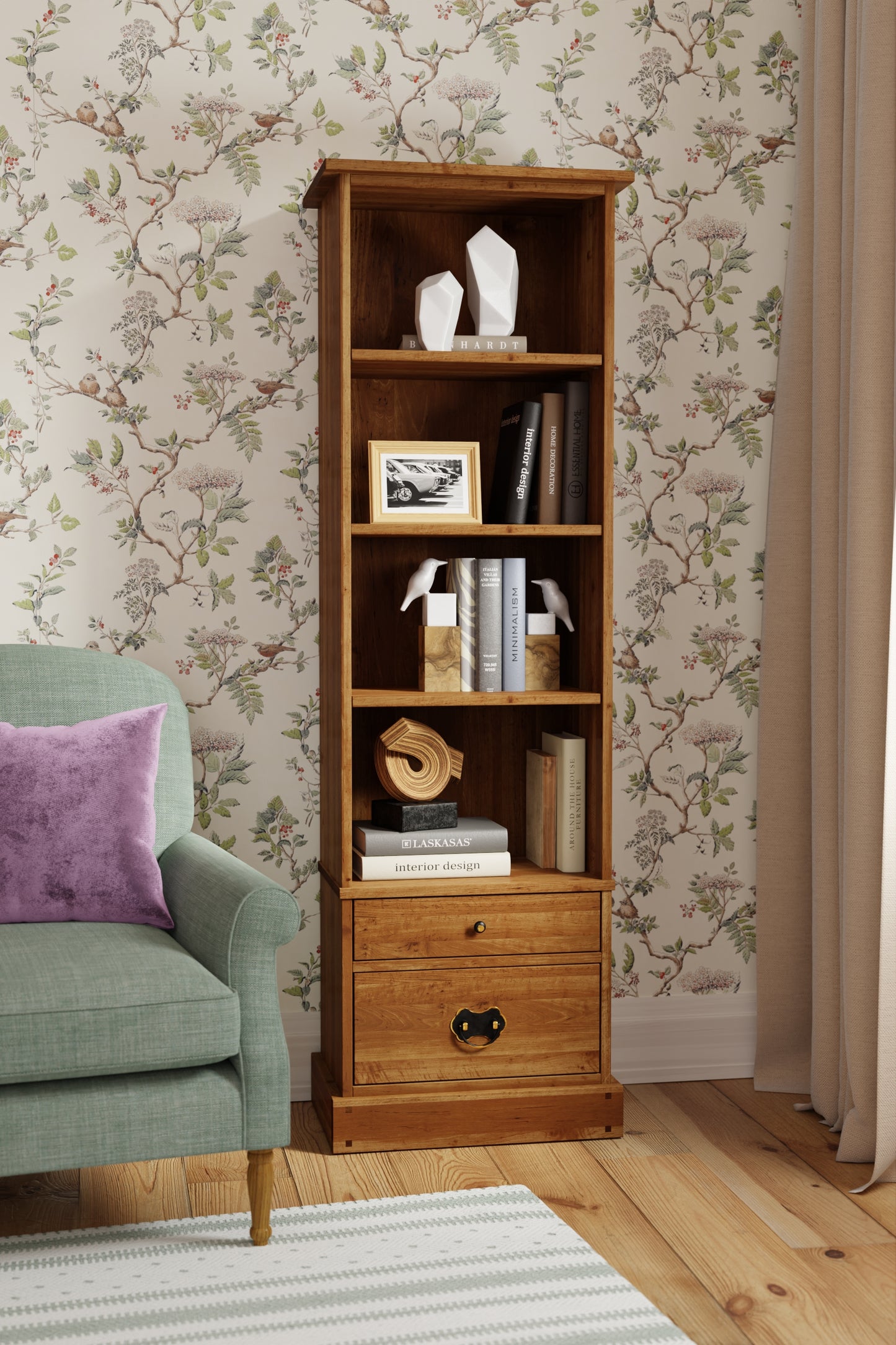 Laura Ashley Garrat 2 Drawer Single Bookcase in Honey - 3535419 - White Bear Furnishings