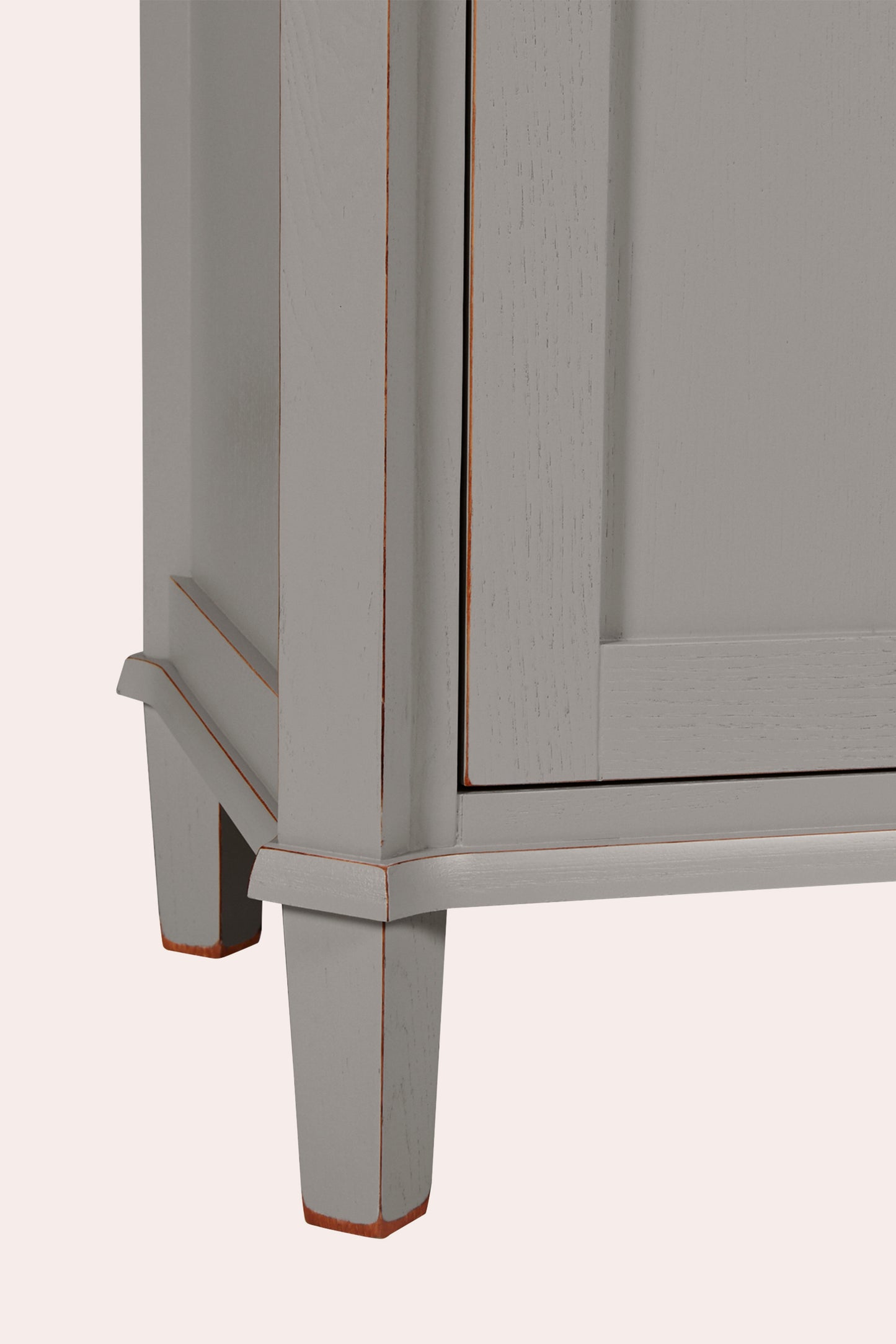 Gray wooden cabinet with a smooth finish on a white background