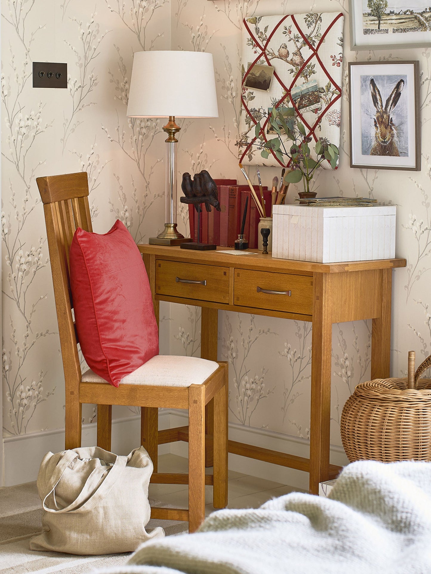 Laura Ashley Milton 2 Drawer Console Table in Oak - 3499095