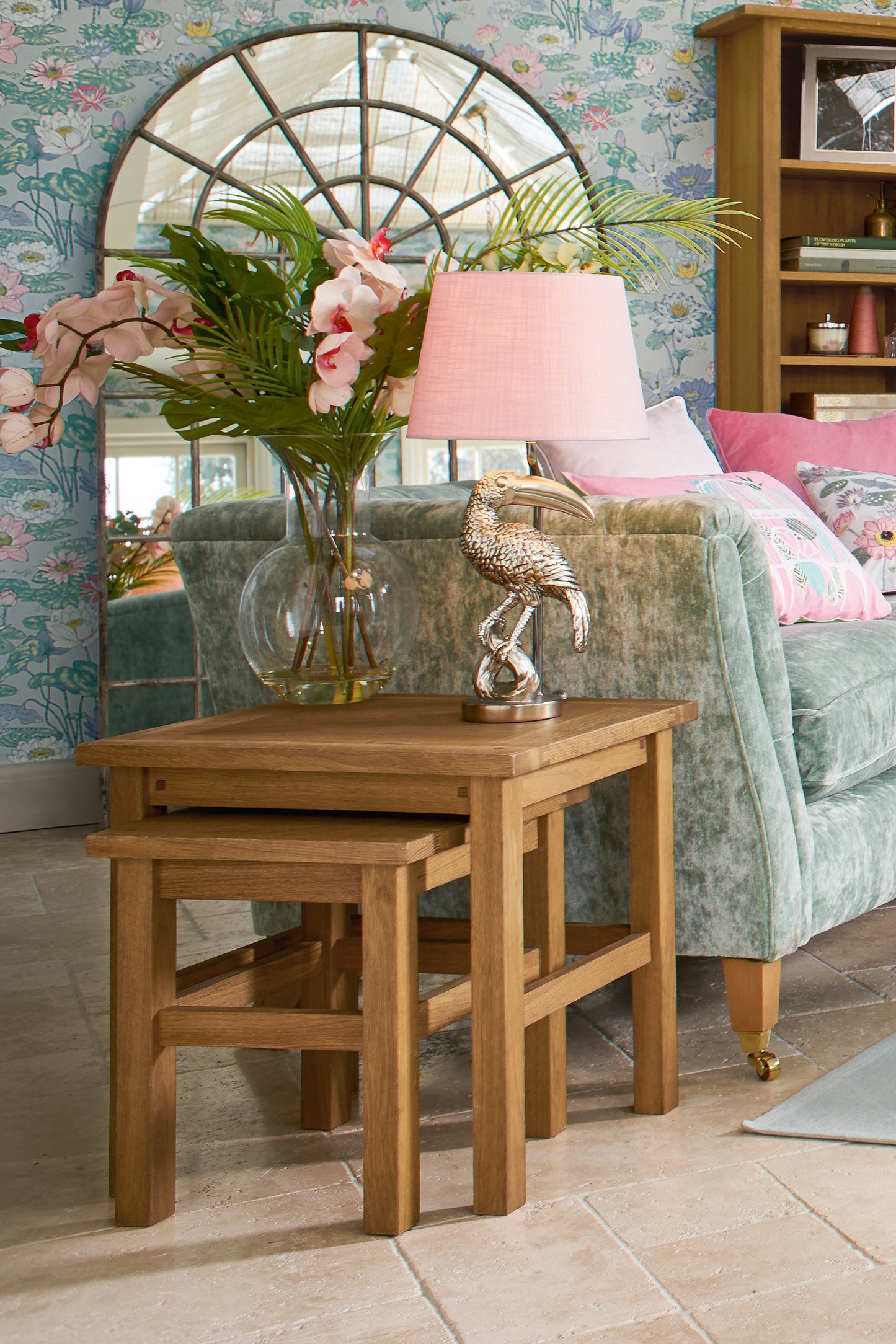 Laura Ashley Milton Nest of 2 Side Tables in Oak Wood - 3345126 - White Bear Furnishings