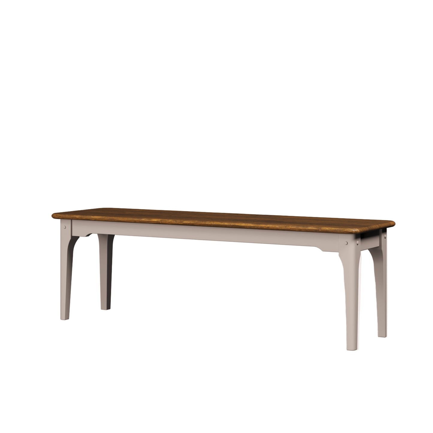 Wooden table with white base on a light beige background