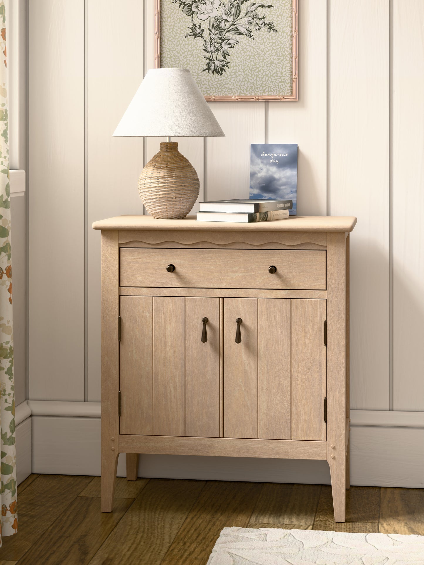 Calford Washed Oak 2 Drawer 1 Door Cabinet - 3271003