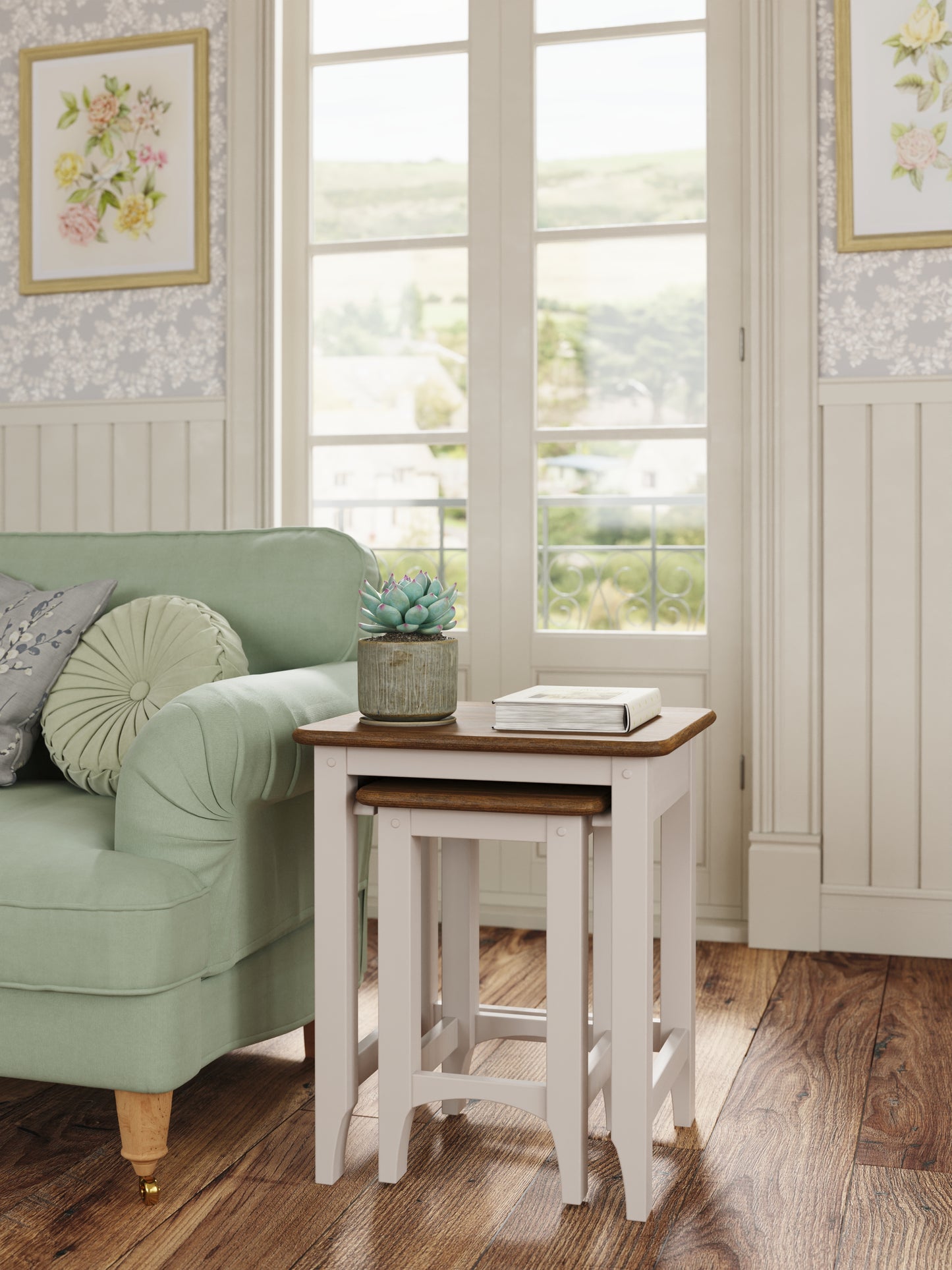 Laura Ashley Hapton Nest of 2 Tables in Soft Truffle and Dark Chesnut - 3311008