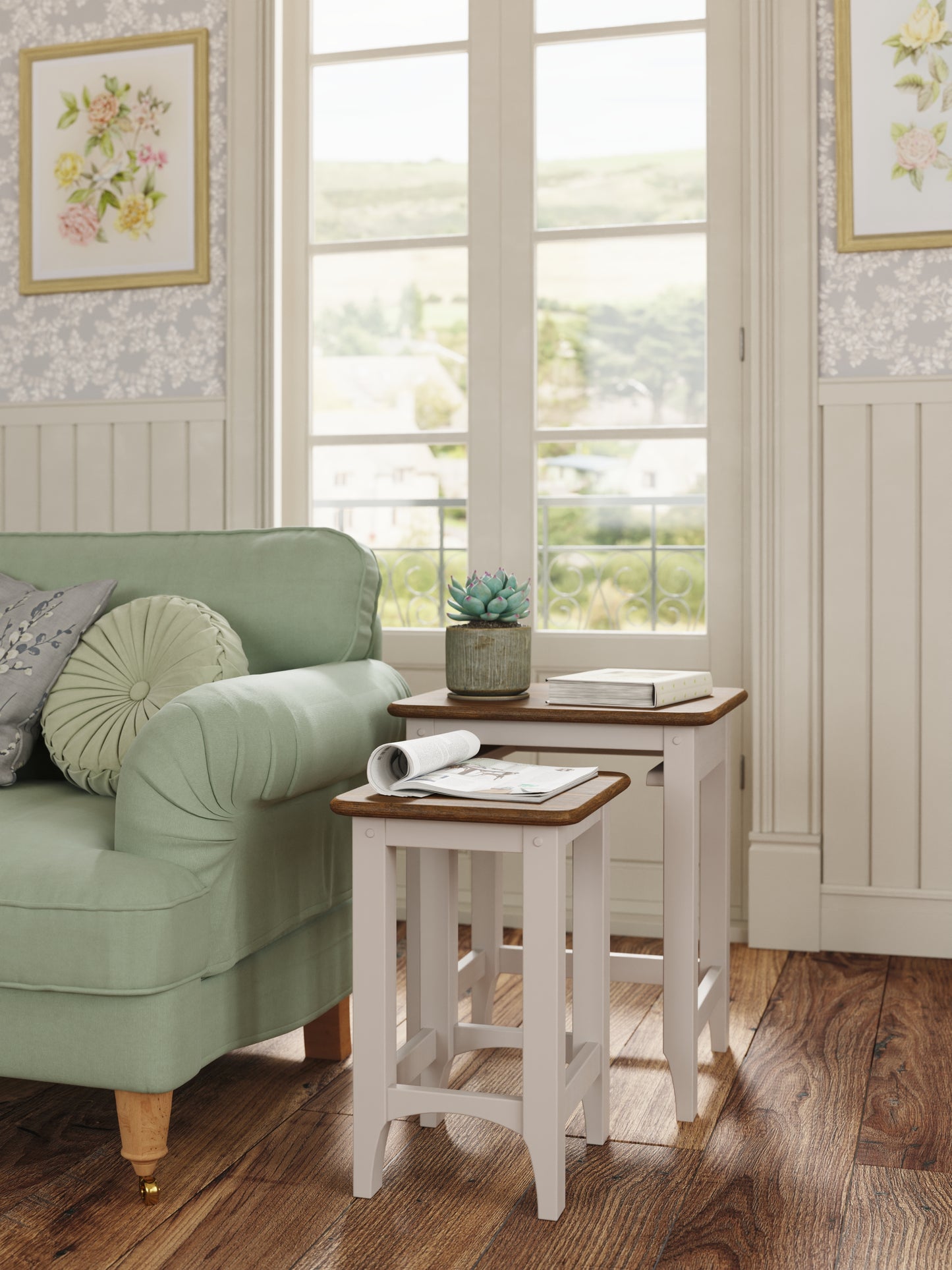 Laura Ashley Hapton Nest of 2 Tables in Soft Truffle and Dark Chesnut - 3311008