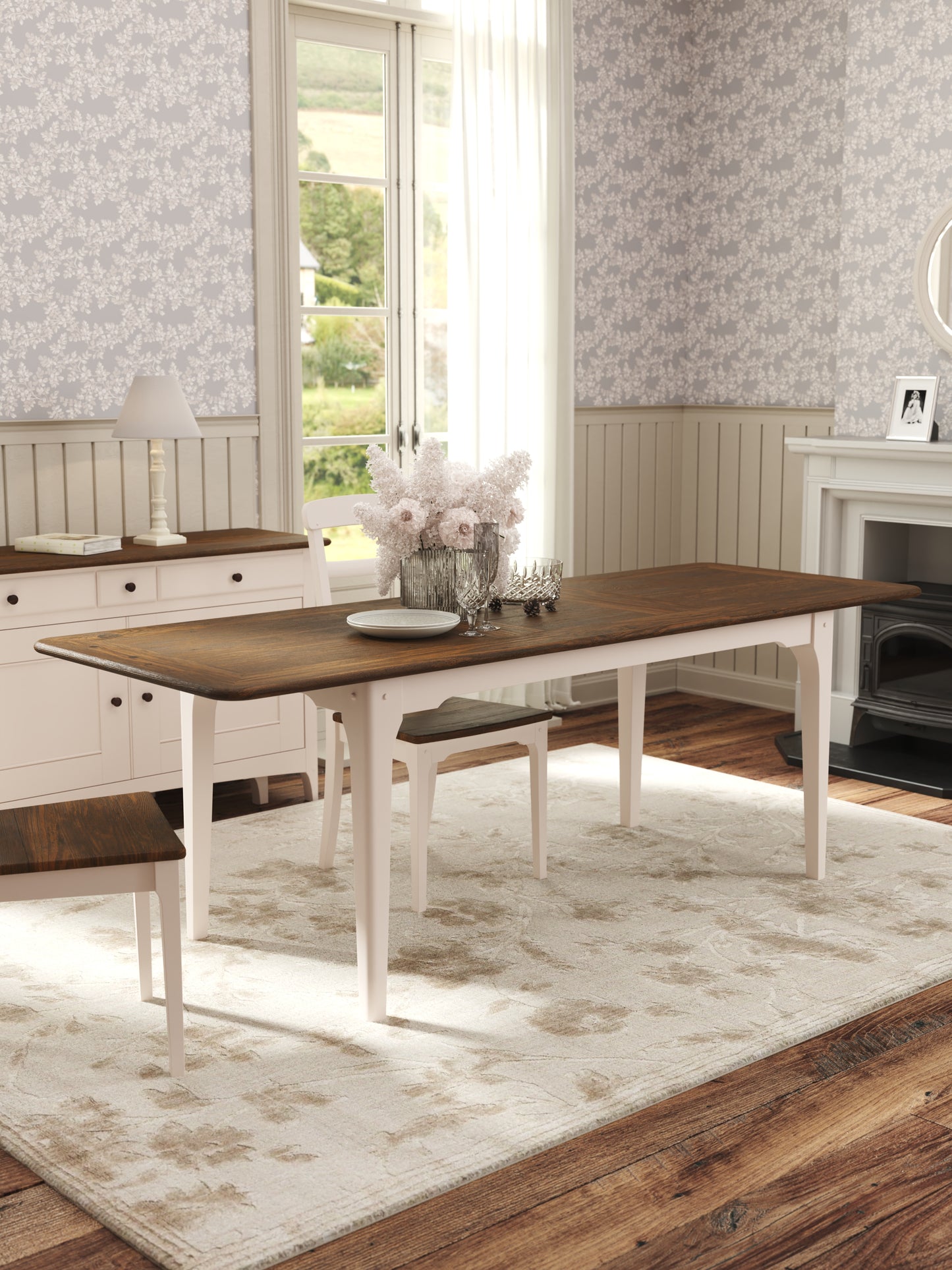 Laura Ashley Hapton Extending Dining Table in Soft Truffle and Dark Chesnut - 3311001