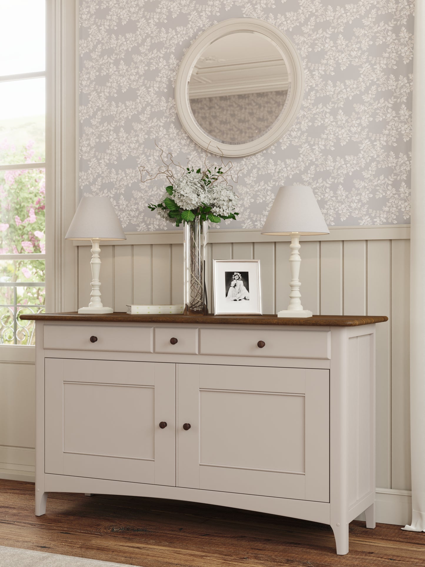 Laura Ashley Hapton 2 Door 3 Drawer Sideboard in Soft Truffle & Dark Chestnut - 3311004