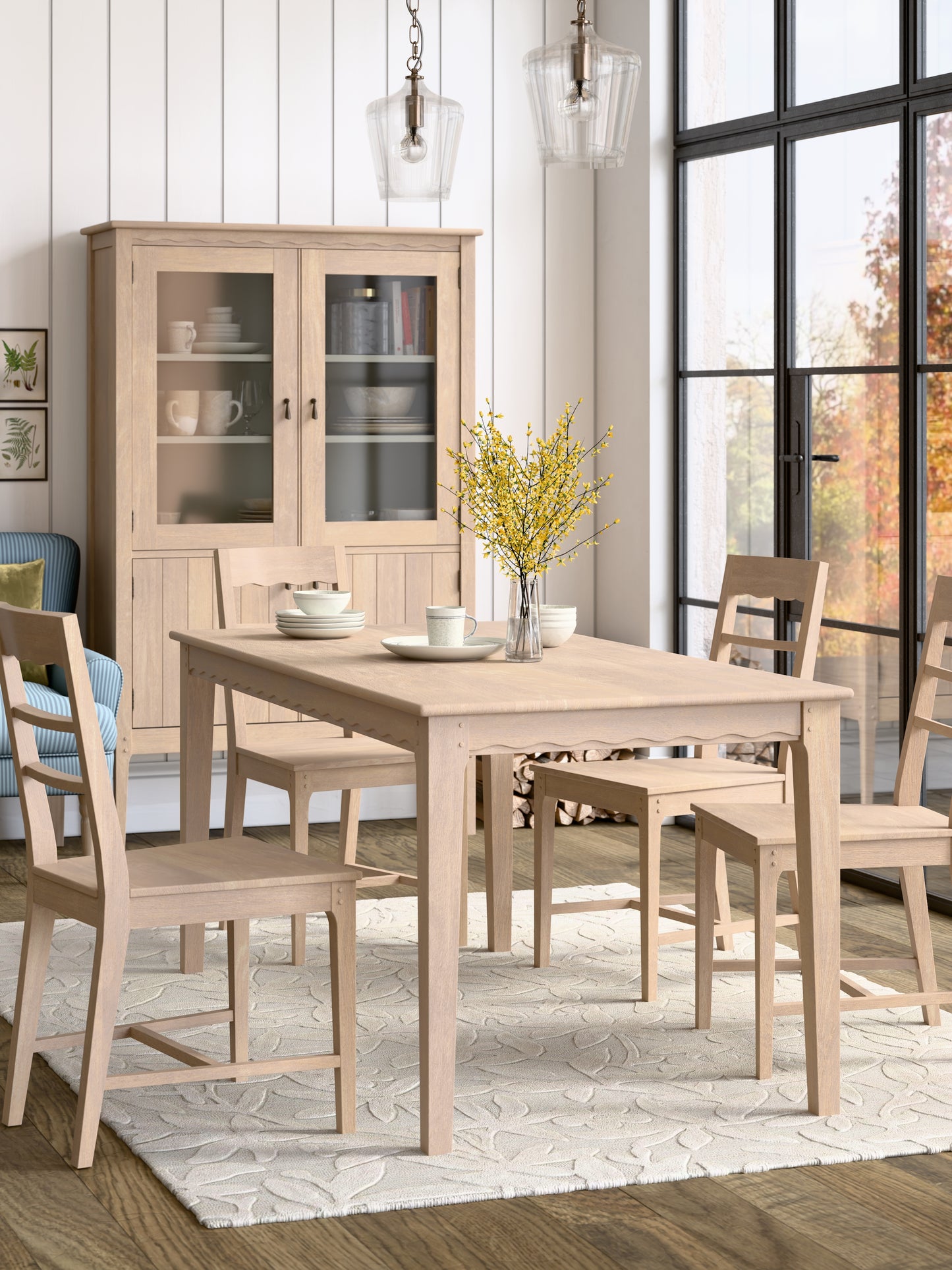 Laura Ashley Calford Washed Oak Fixed Dining Table - 3271009
