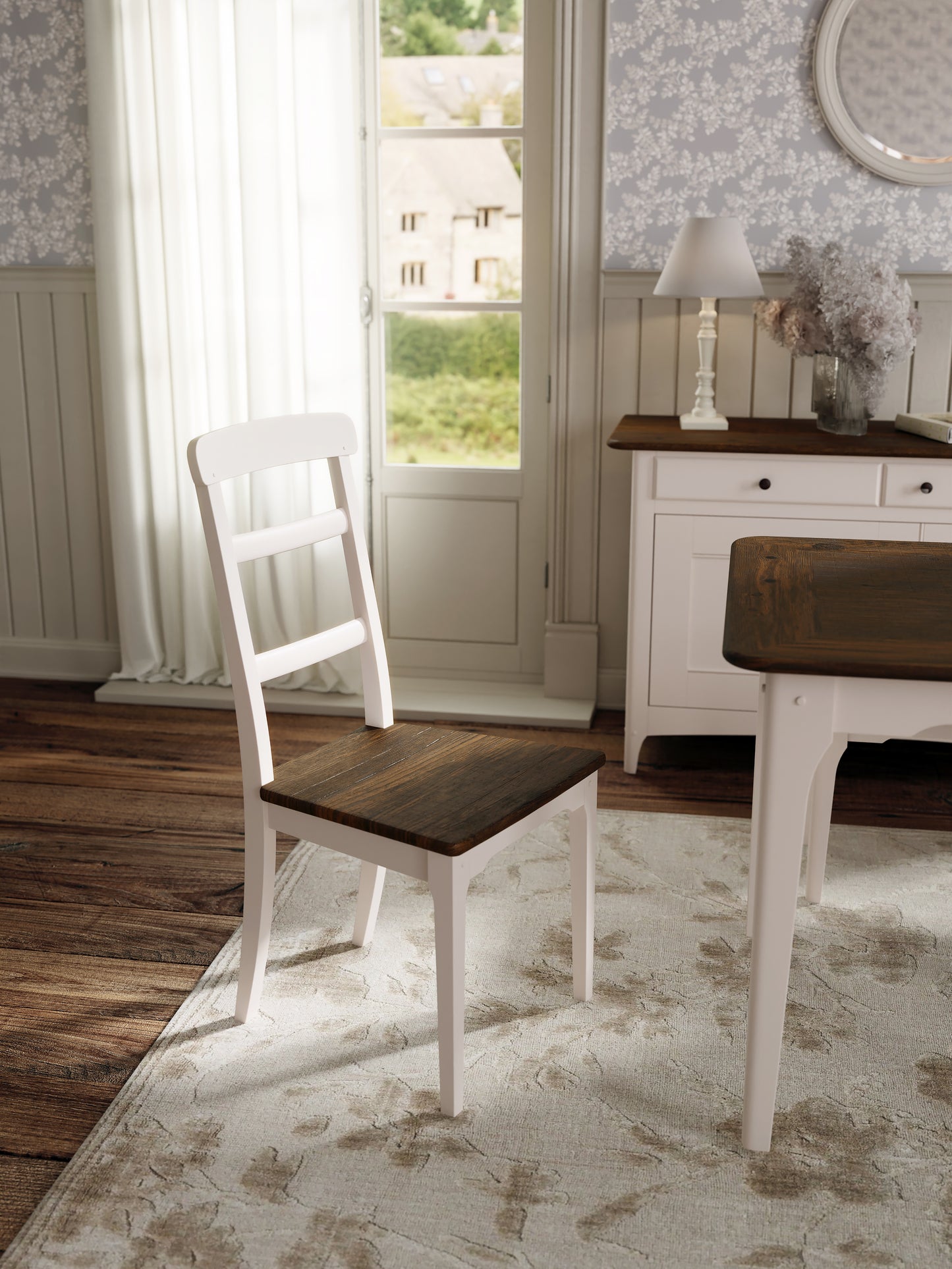 Laura Ashley Hapton Pair of 2 Dining Chairs in Soft Truffle and Dark Chesnut - 3311003