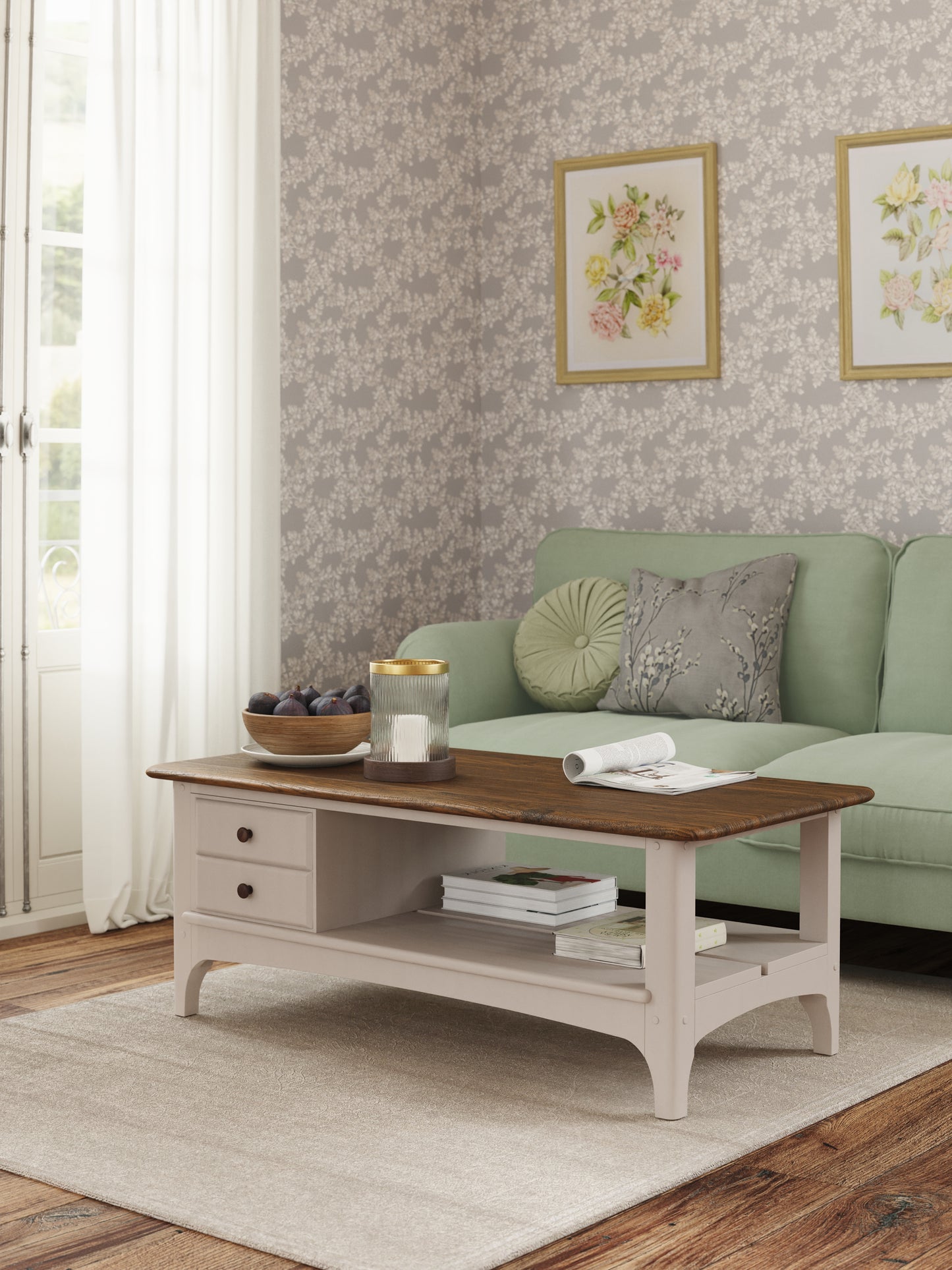 Hapton 2 Drawer Coffee Table in Soft Truffle & Dark Chestnut - 3311005