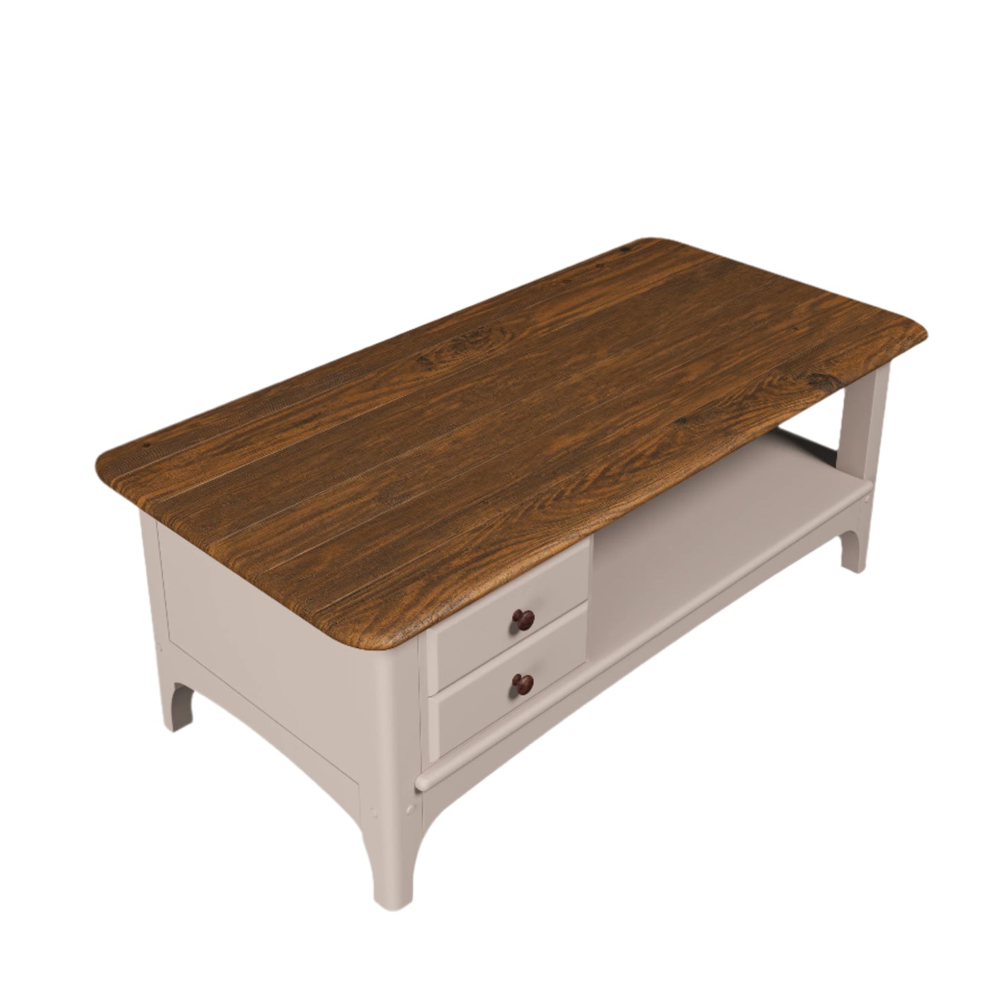 Hapton 2 Drawer Coffee Table in Soft Truffle & Dark Chestnut - 3311005