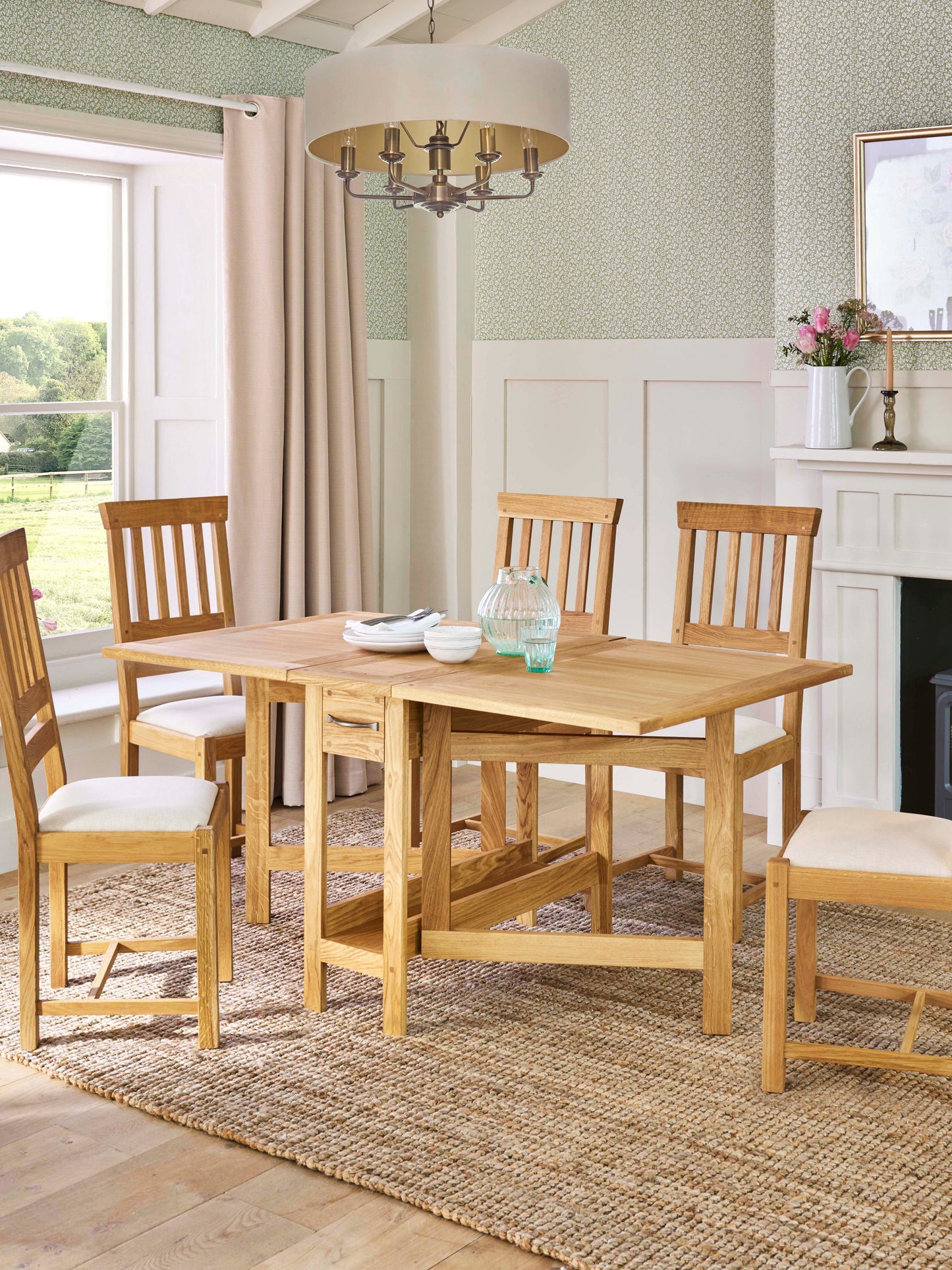 Laura Ashley Milton Drop Leaf Table in Oak - 3608138 - White Bear Furnishings