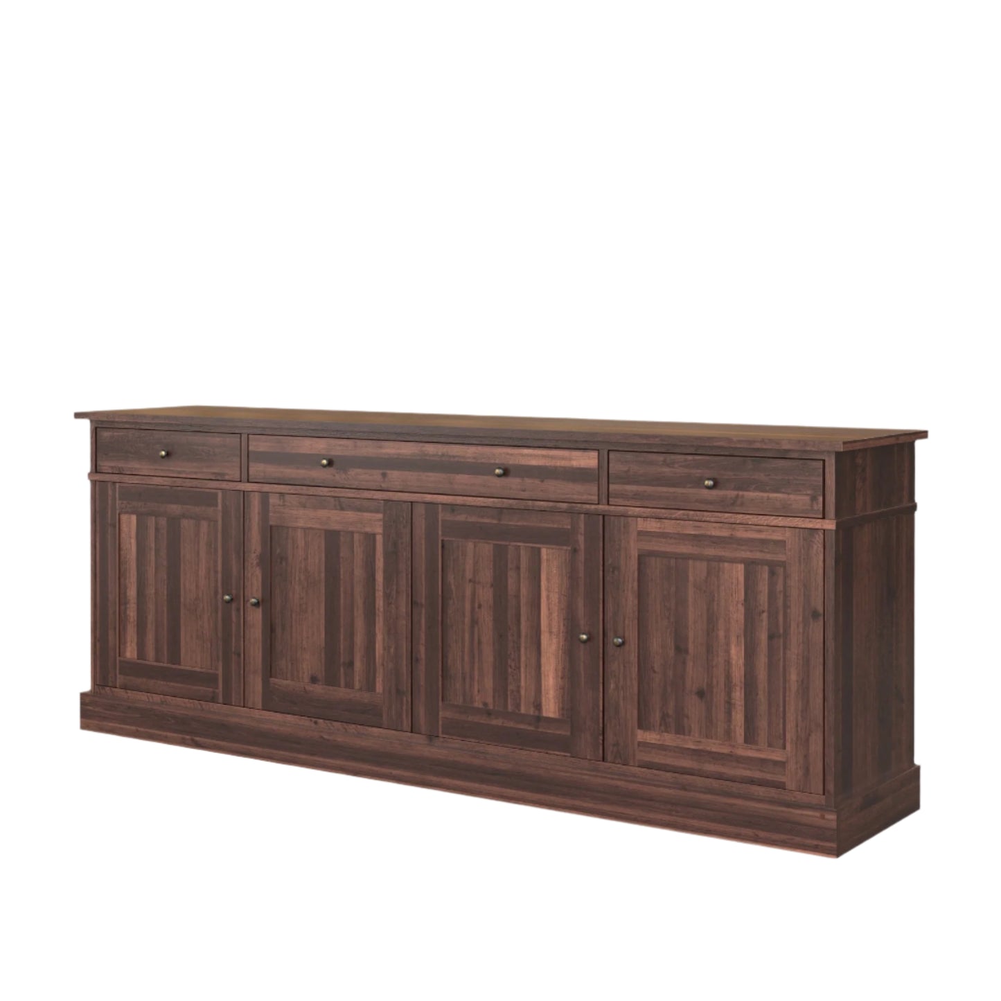 Wooden sideboard with drawers on a white background
