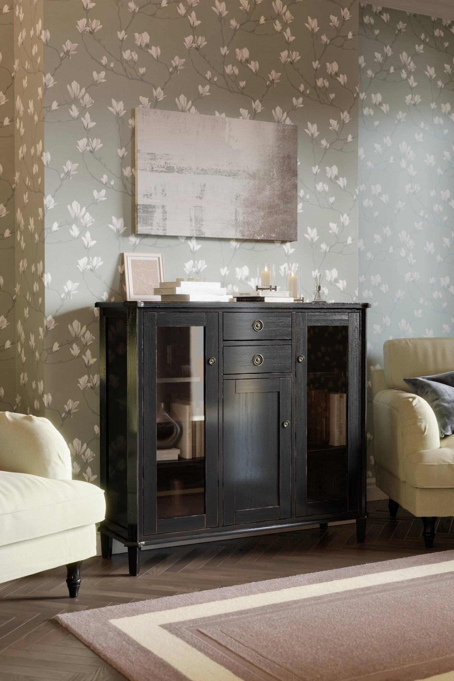 Laura Ashley 3 Door 2 Drawer Low Display Cabinet Unit