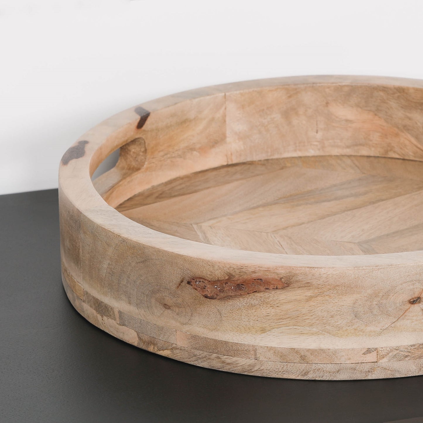 Handcrafted Round 30cm Wooden Tray - GMA008