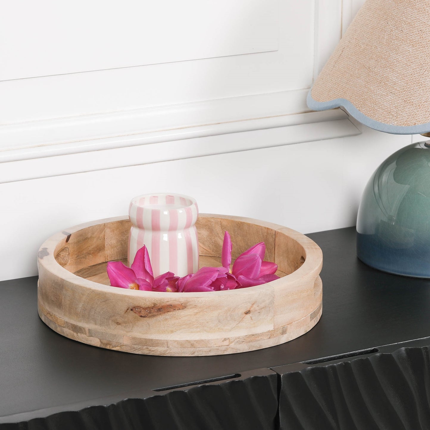 Handcrafted Round 30cm Wooden Tray - GMA008