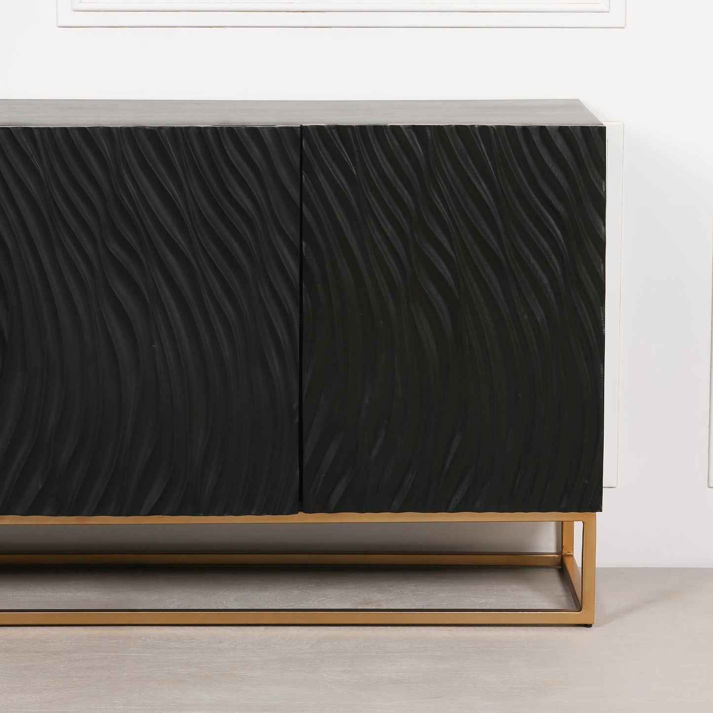 Handcrafted Ripples Black Painted Sideboard – GMF029