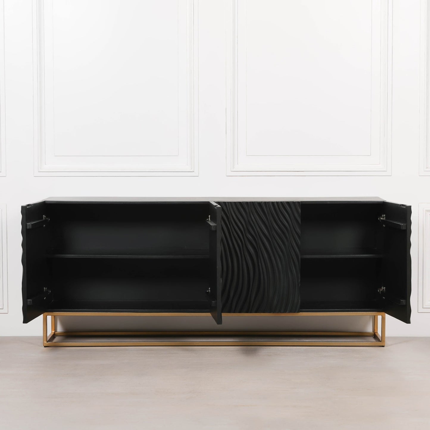 Handcrafted Ripples Black Painted Sideboard – GMF029