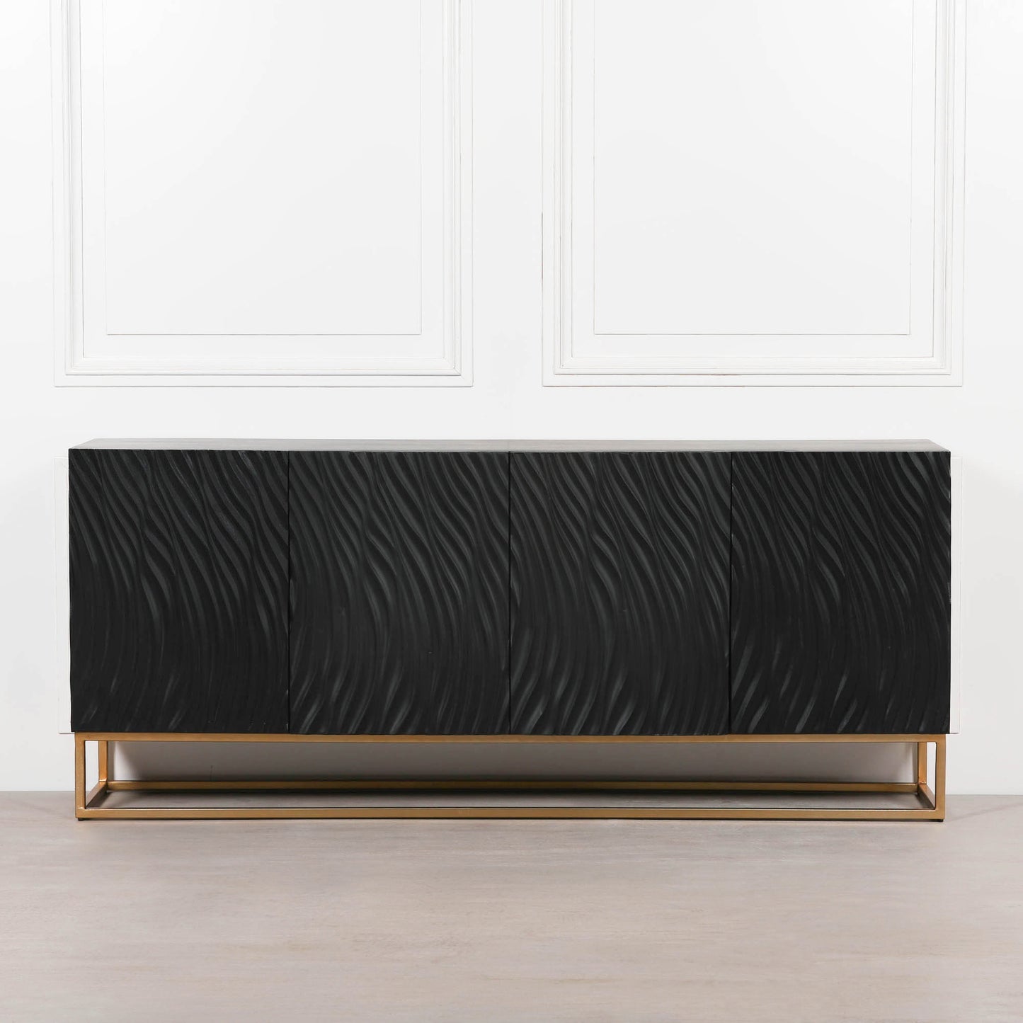 Handcrafted Ripples Black Painted Sideboard – GMF029