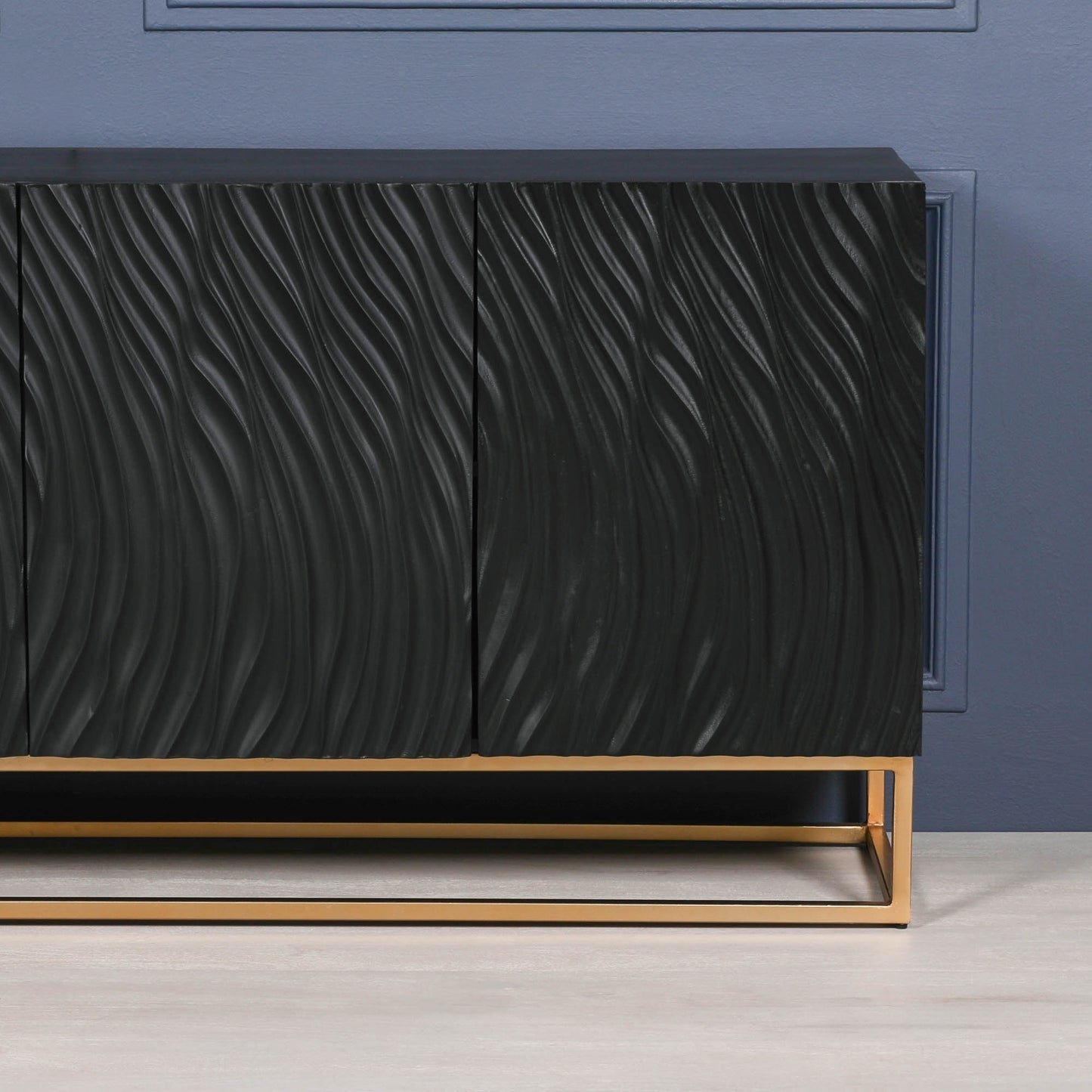 Handcrafted Ripples Black Painted Sideboard – GMF029