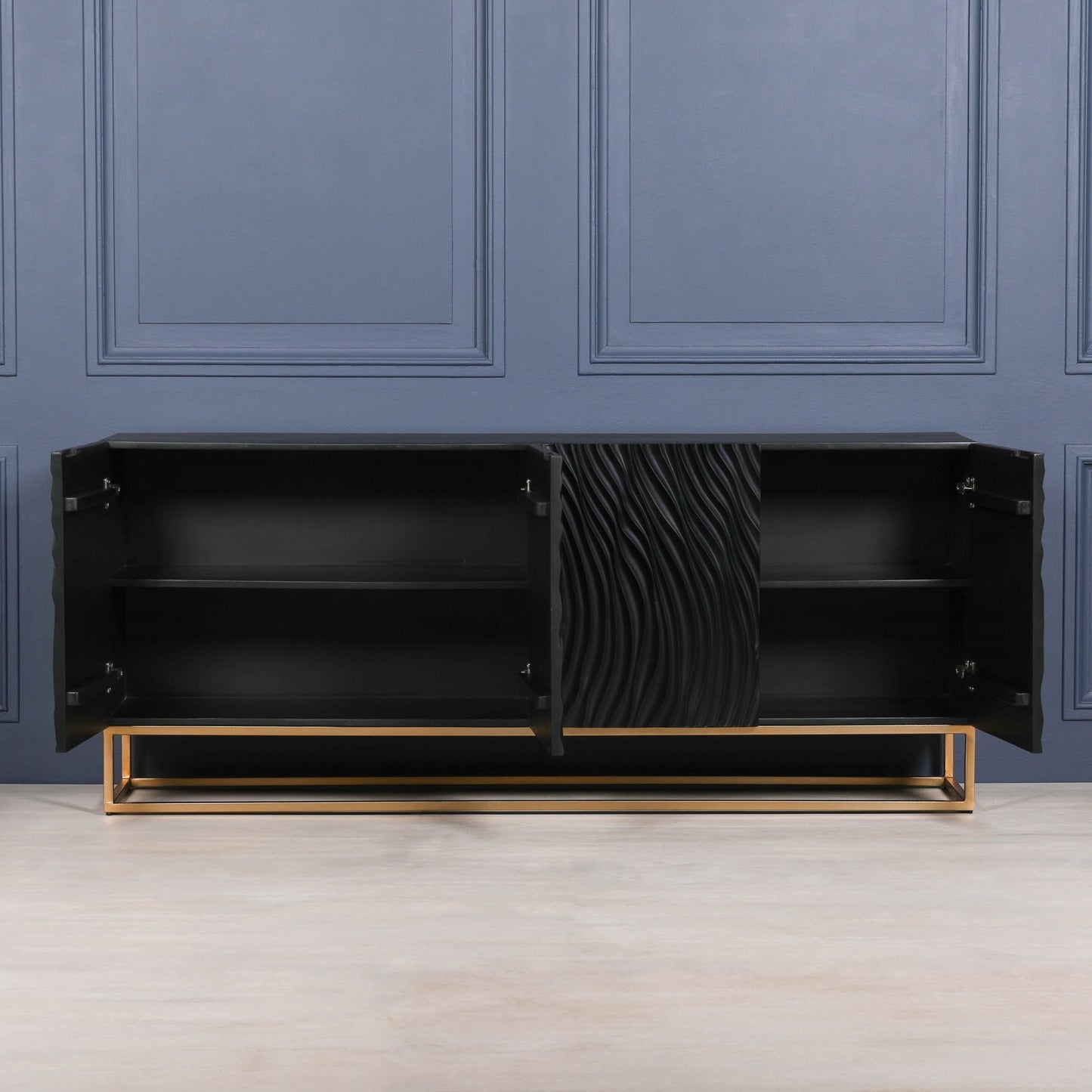 Handcrafted Ripples Black Painted Sideboard – GMF029