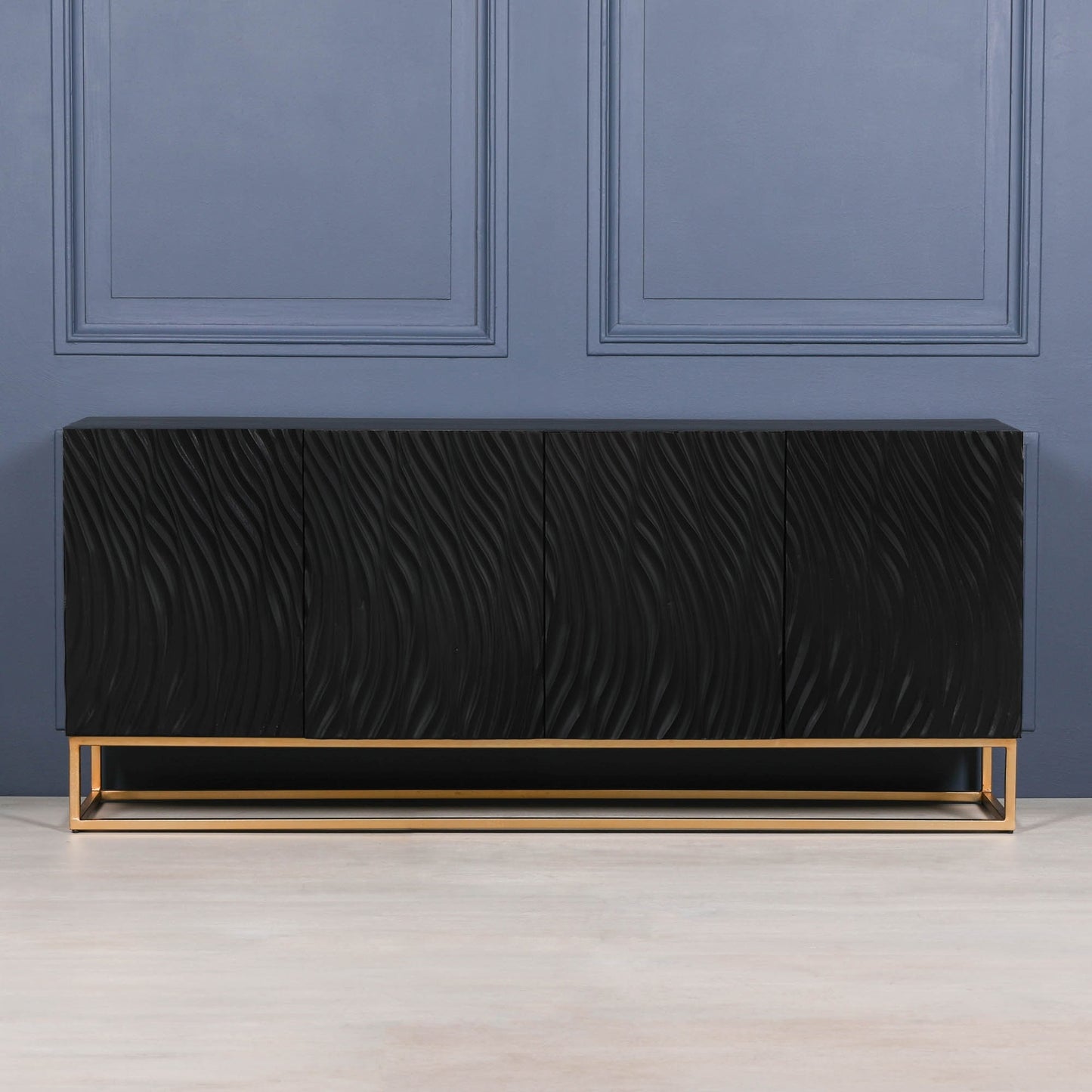 Handcrafted Ripples Black Painted Sideboard – GMF029