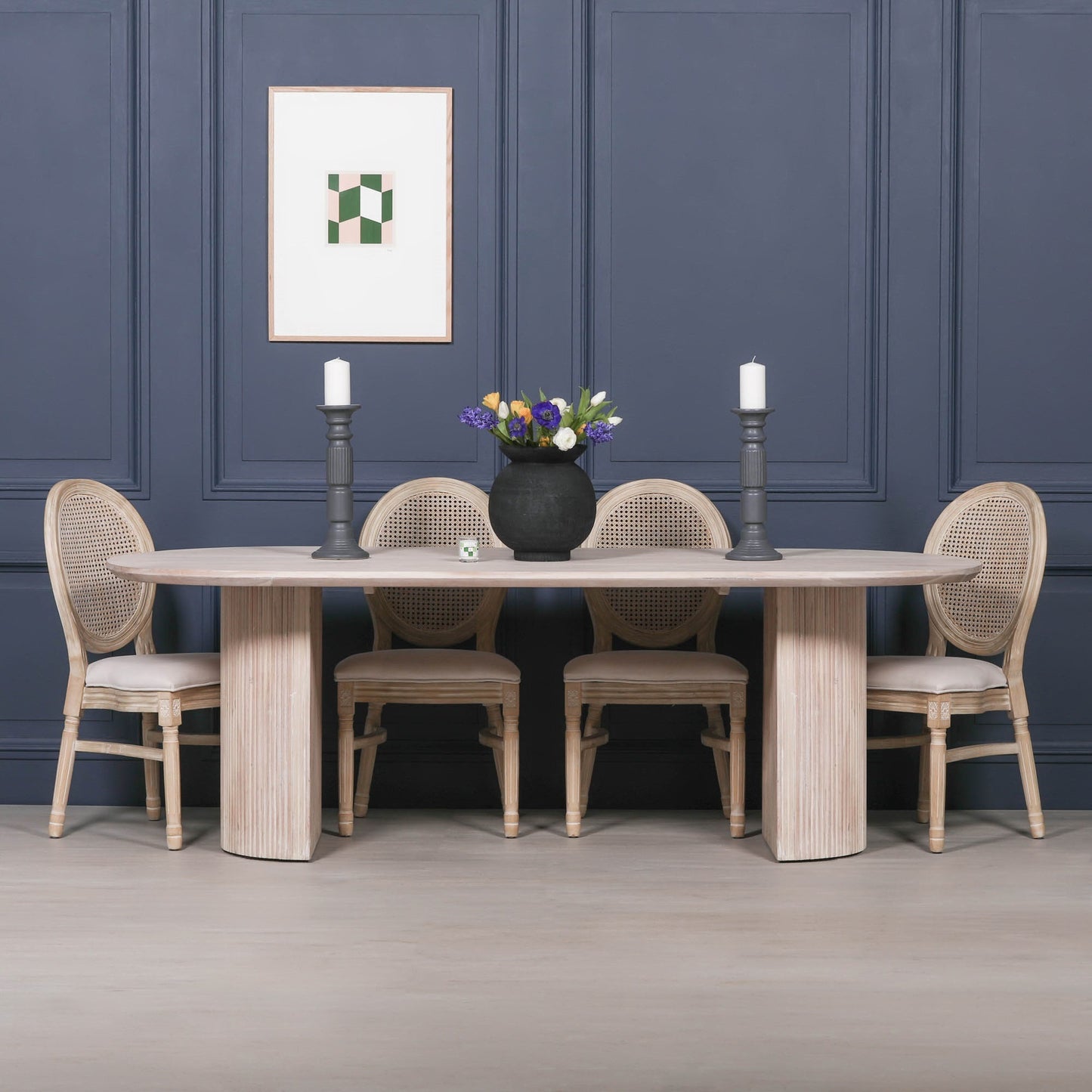 Handcrafted Blanche Acacia Fluted Oval Dining Table – GMF151